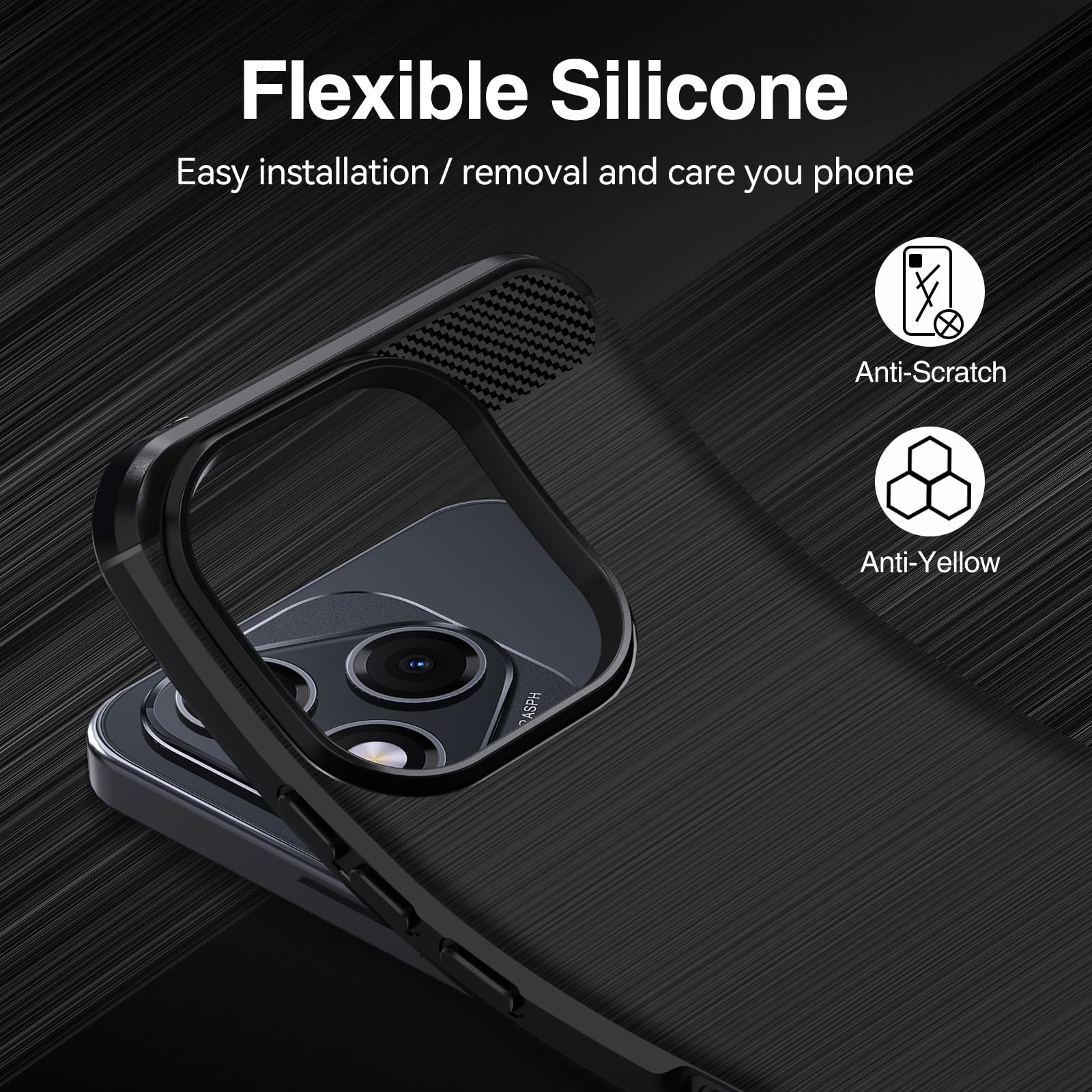 IVoler Cover Per Honor 400 Lite 5G - Custodia Morbida In TPU Antiurto Grado Militare - Design Carbonio, Anti-impronte, Protezione Fotocamera - Nero - 2