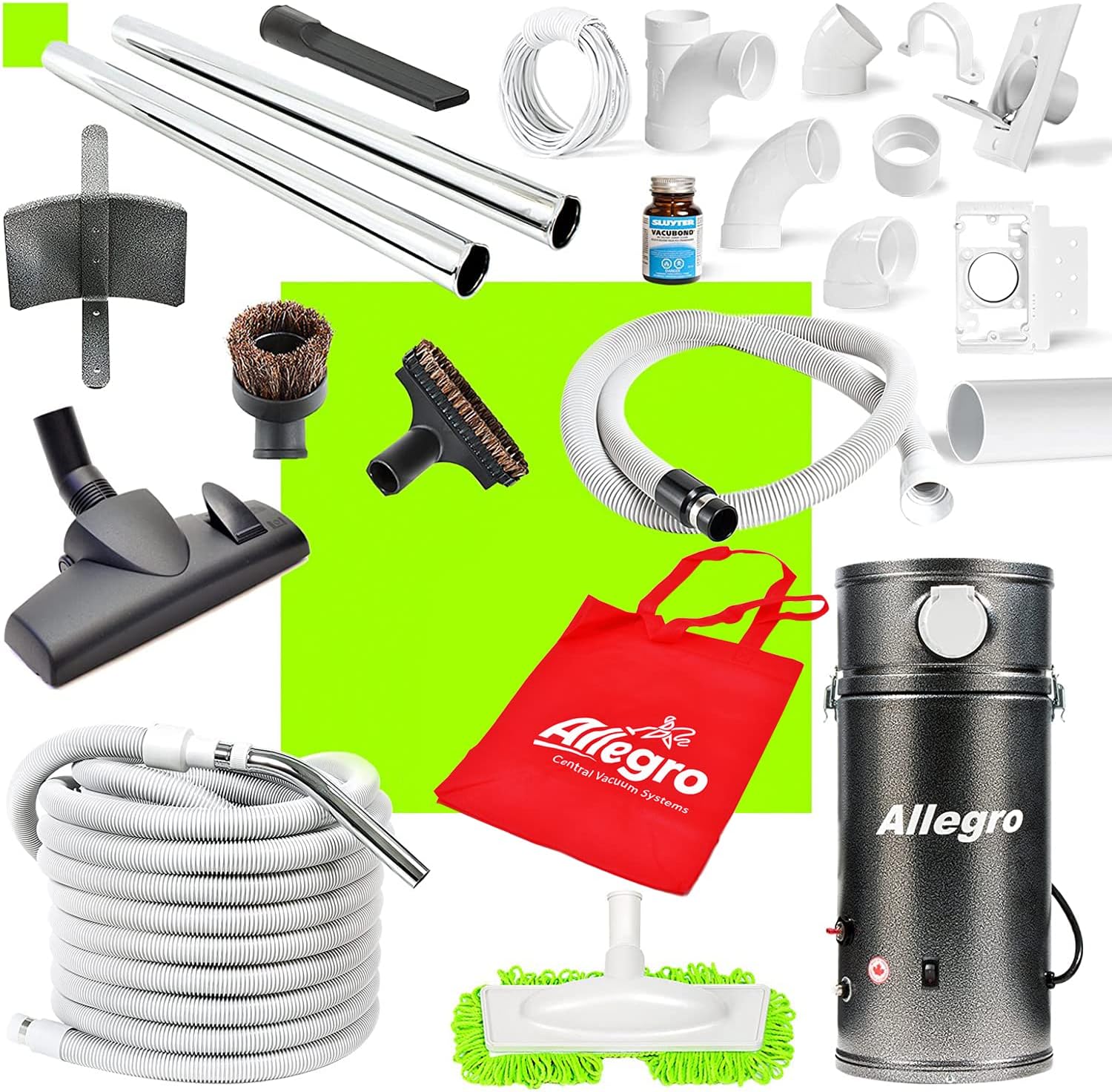 Allegro Central Vacuum 30 ft. Deluxe Package with 1 Inlet