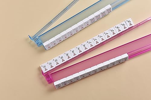 Miniatura 3 de Mose Cafolo Juego de 4 empujadores de bastidor y empujador de acrílico Mah Jongg de acrílico transparente todo en uno de 18.7 pulgadas (multicolor)