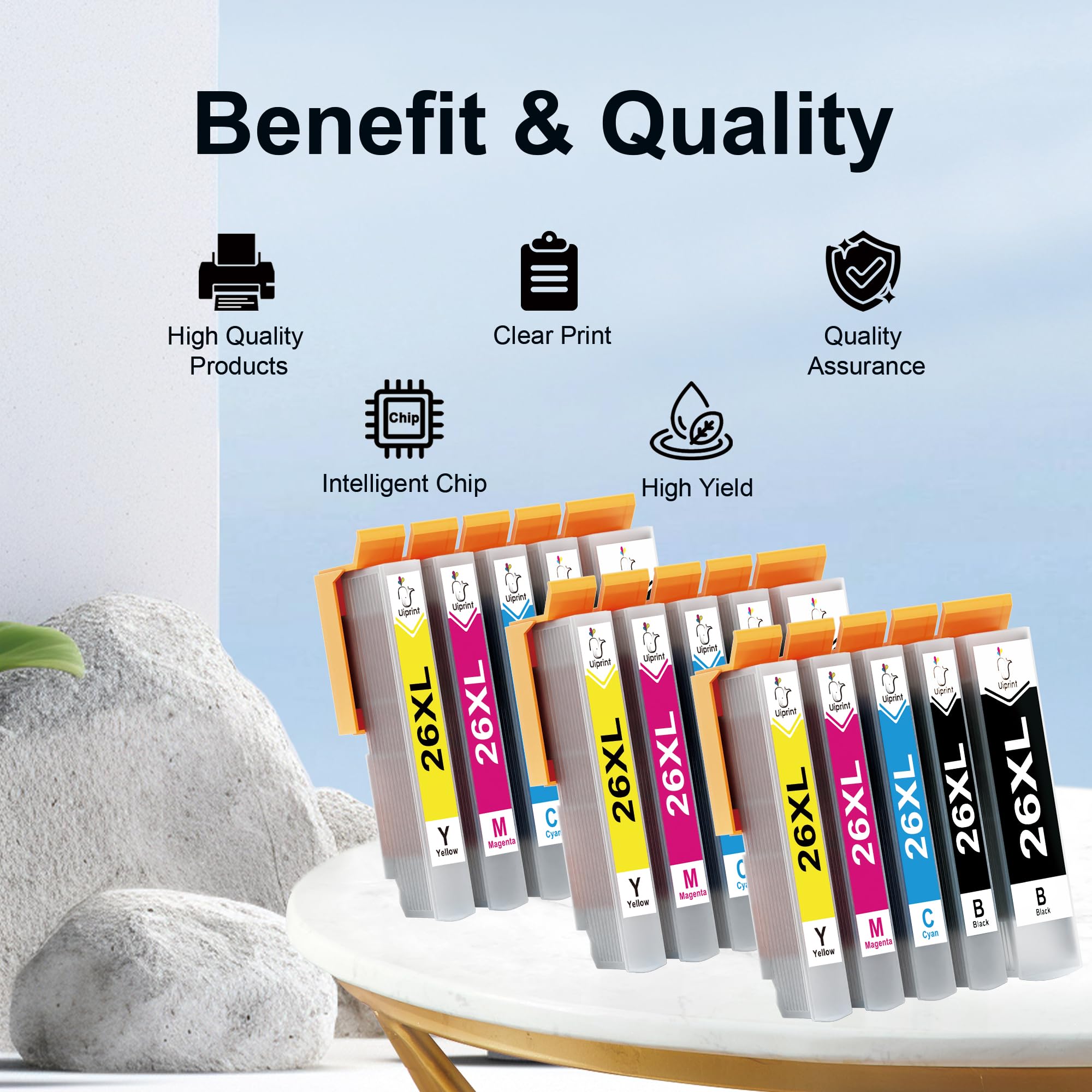 Uiprint 26XL Cartucce d'inchiostro compatibili con Epson 26 XL per Expression Premium XP-510 XP-520 XP-600 XP-605 XP-610 XP-615 XP-620 XP-625 XP-700 XP-710 XP-800 XP-810 XP-820