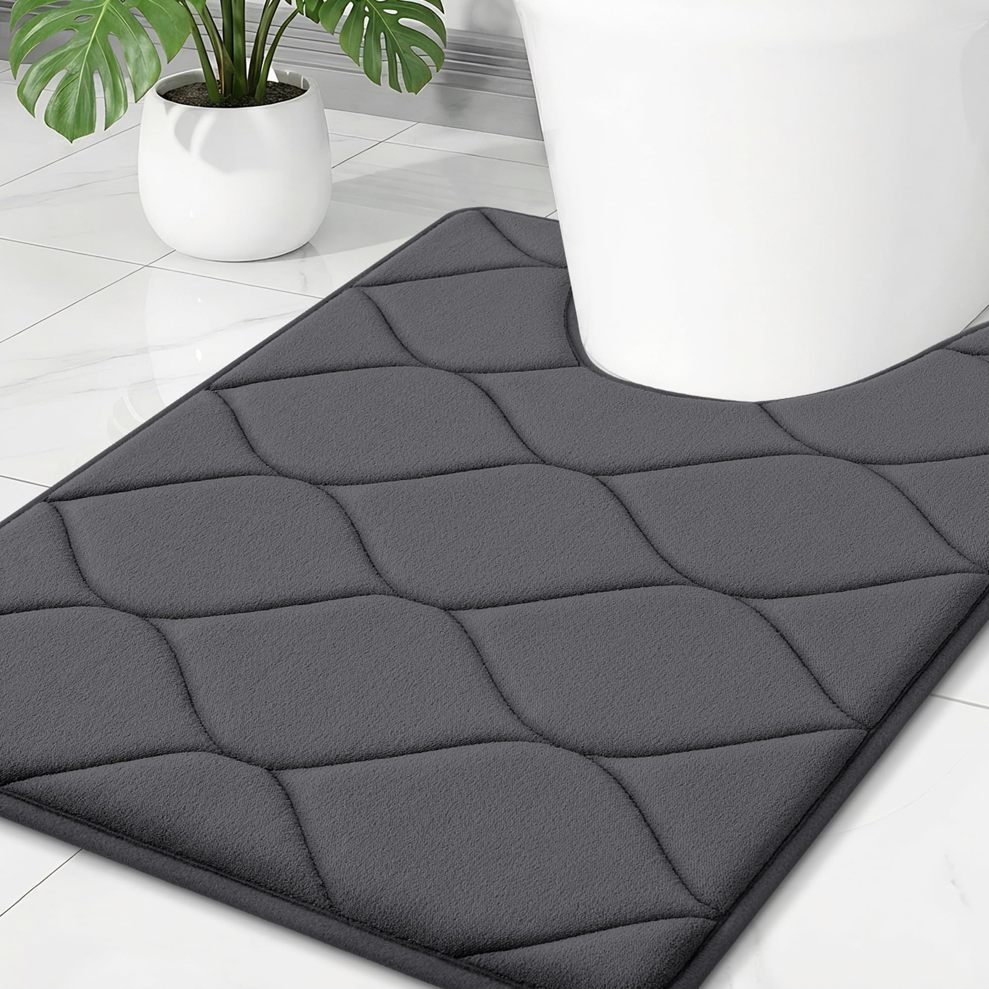 Smiry Memory Foam U-Shaped Toilet Mat 24x20, Soft Absorbent Toilet Rugs