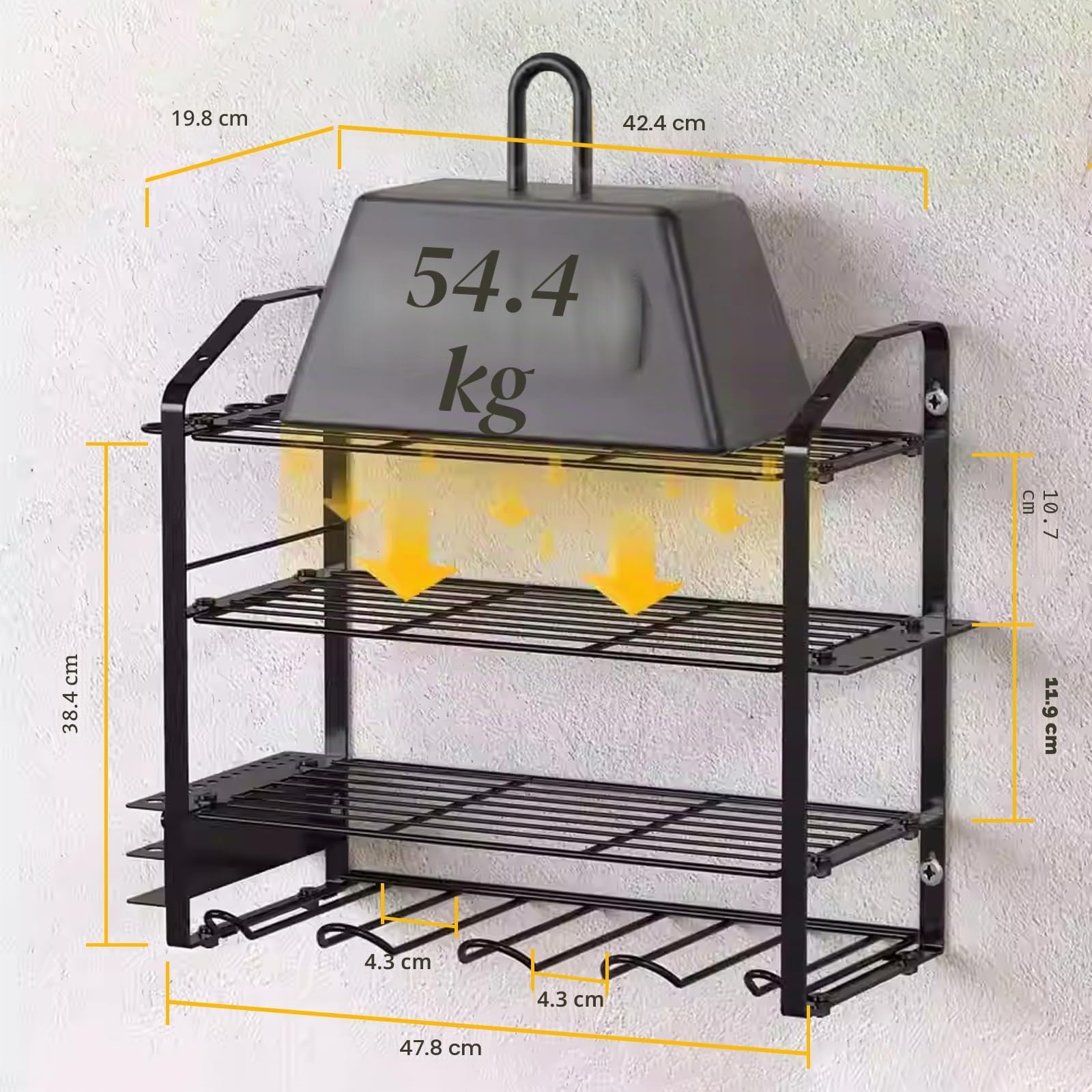 Organizador de herramientas eléctricas de 4 capas, soporte de pared para herramientas de taladro eléctrico, ahorro de espacio, resistente y duradero, fácil de instalar, añade más espacio de