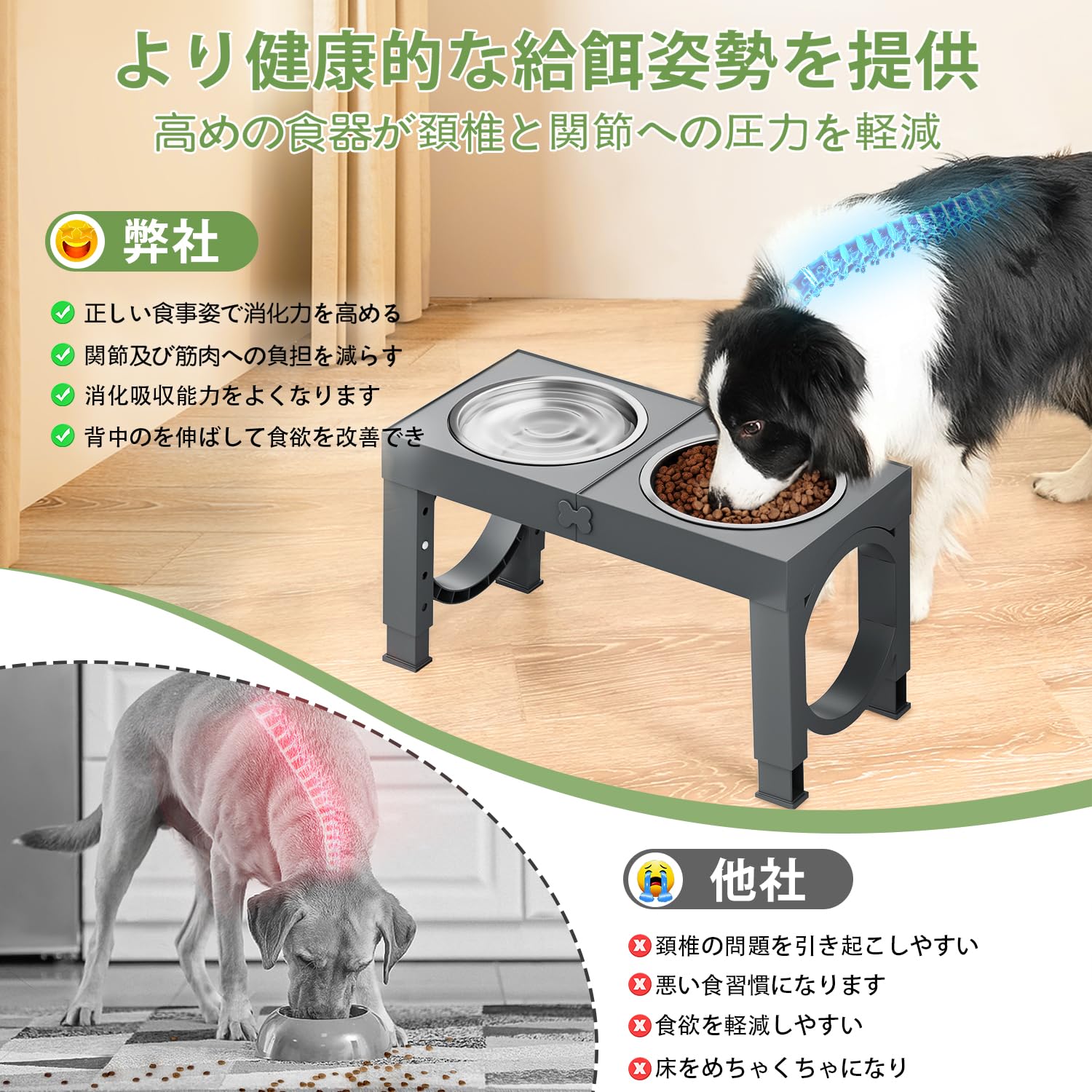 Amazon | Aystkniet犬 食器台 ペット 餌台 ステンレスボウル 4段階 高