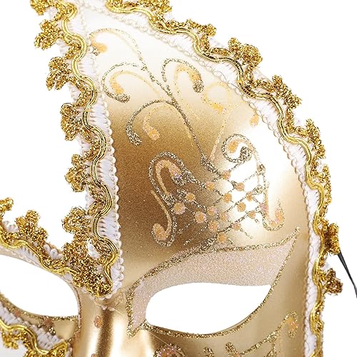 Miniatura 7 de LUOZZY 2 máscaras venecianas para mascarada con palo de sujeción, para carnaval, Mardi Gras, máscaras de disfraces para fiestas de baile, baile de