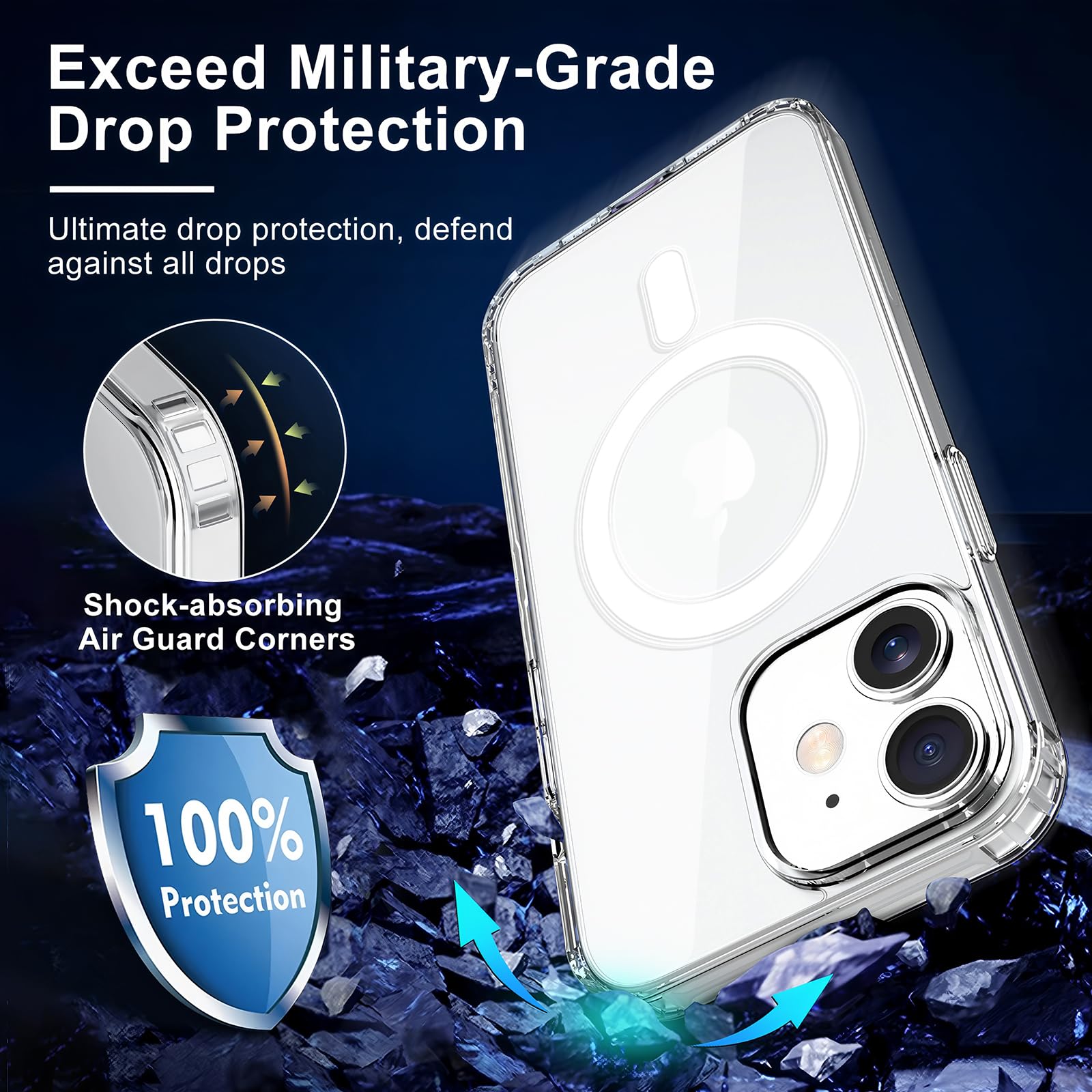 Coque IPhone SE (2020) De Qualité Militaire Avec Aimant MagSafe - Transparente