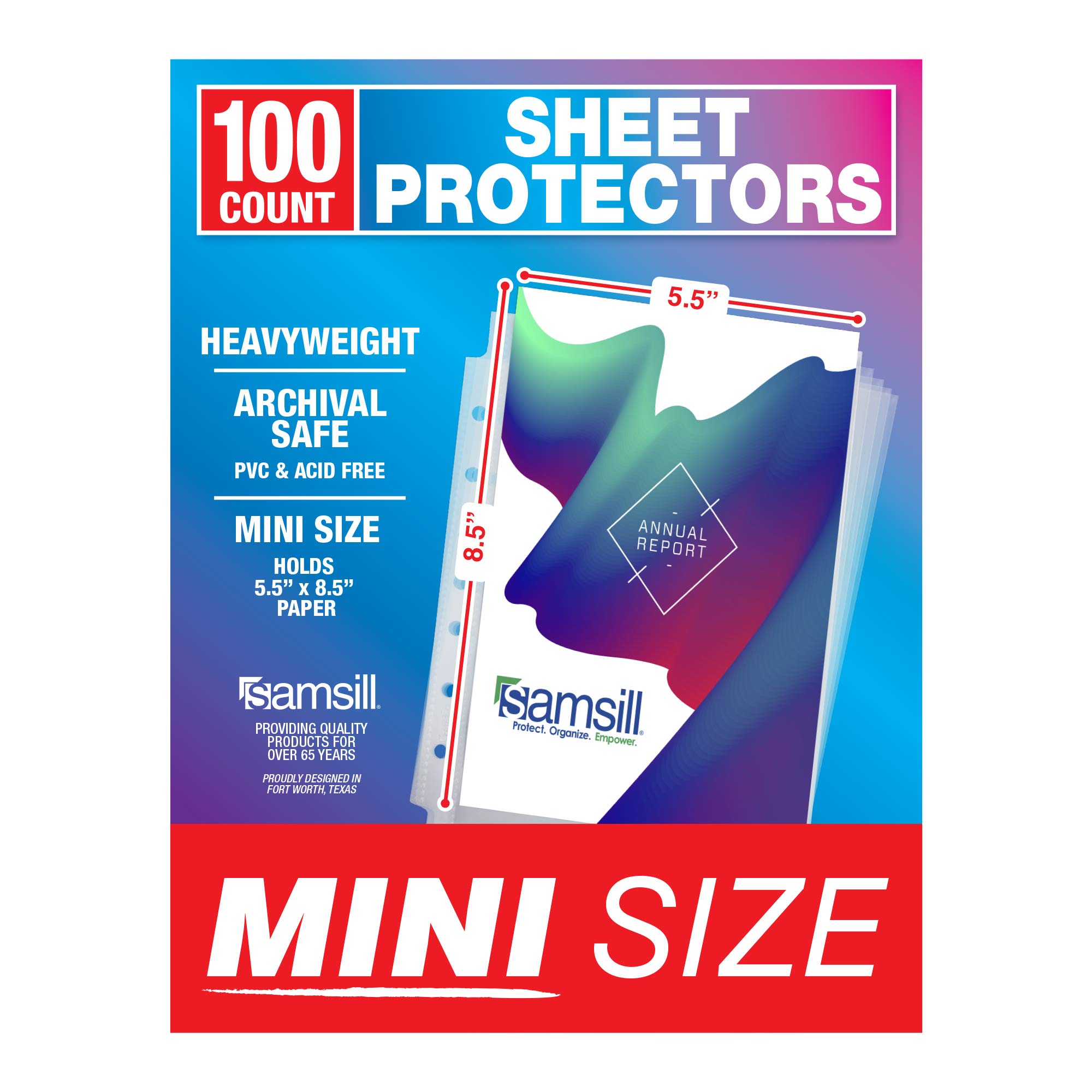 Photo 1 of Samsill 100 Pack Mini Clear Heavyweight Sheet Protectors, 5.5 x 8.5 Inch Page Protectors for Mini Ring Binders 100 Count
