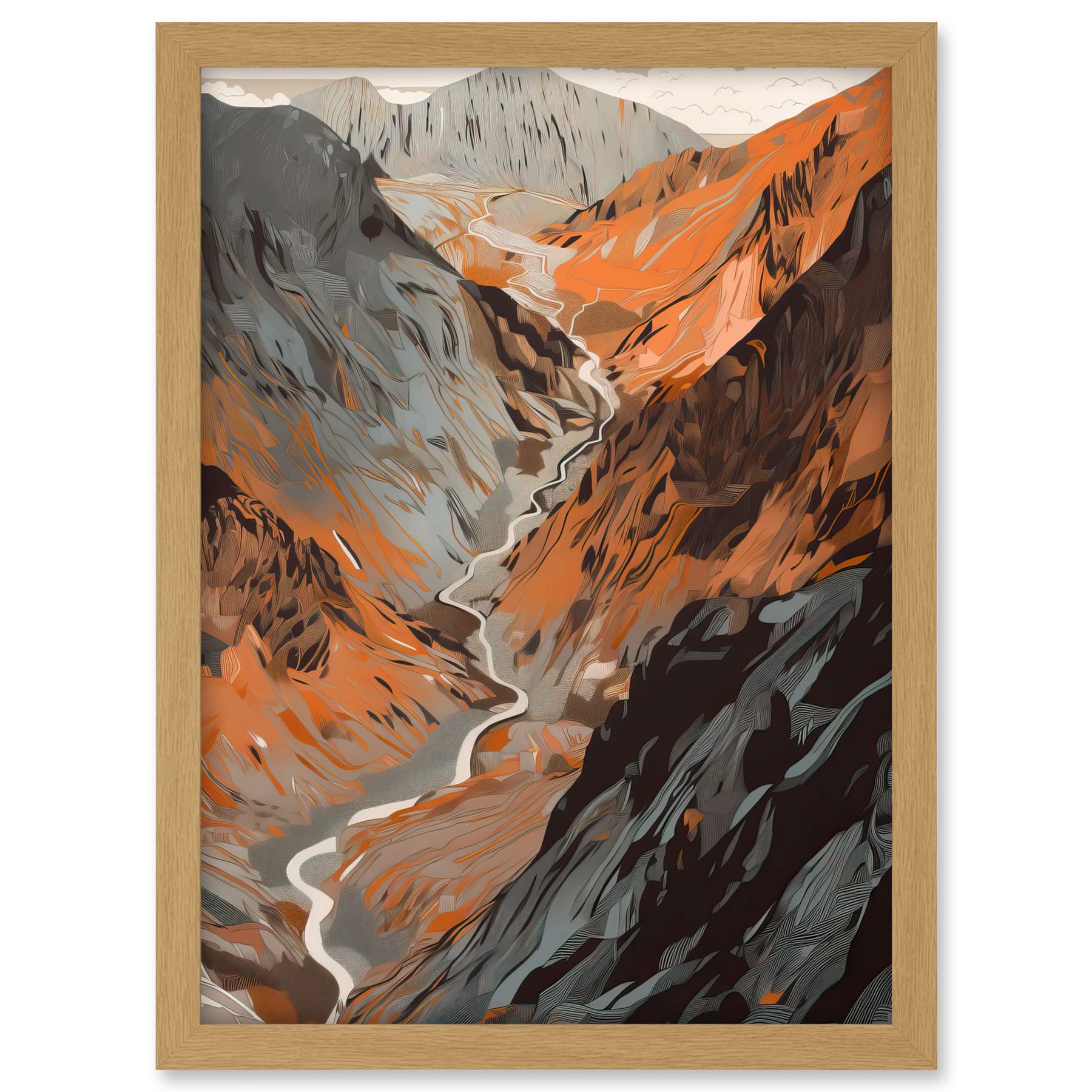 Artery8 Scaffel Pike Hiking Trail Rocky Mountain Landscape Artwork Framed A3 Wall Art Print