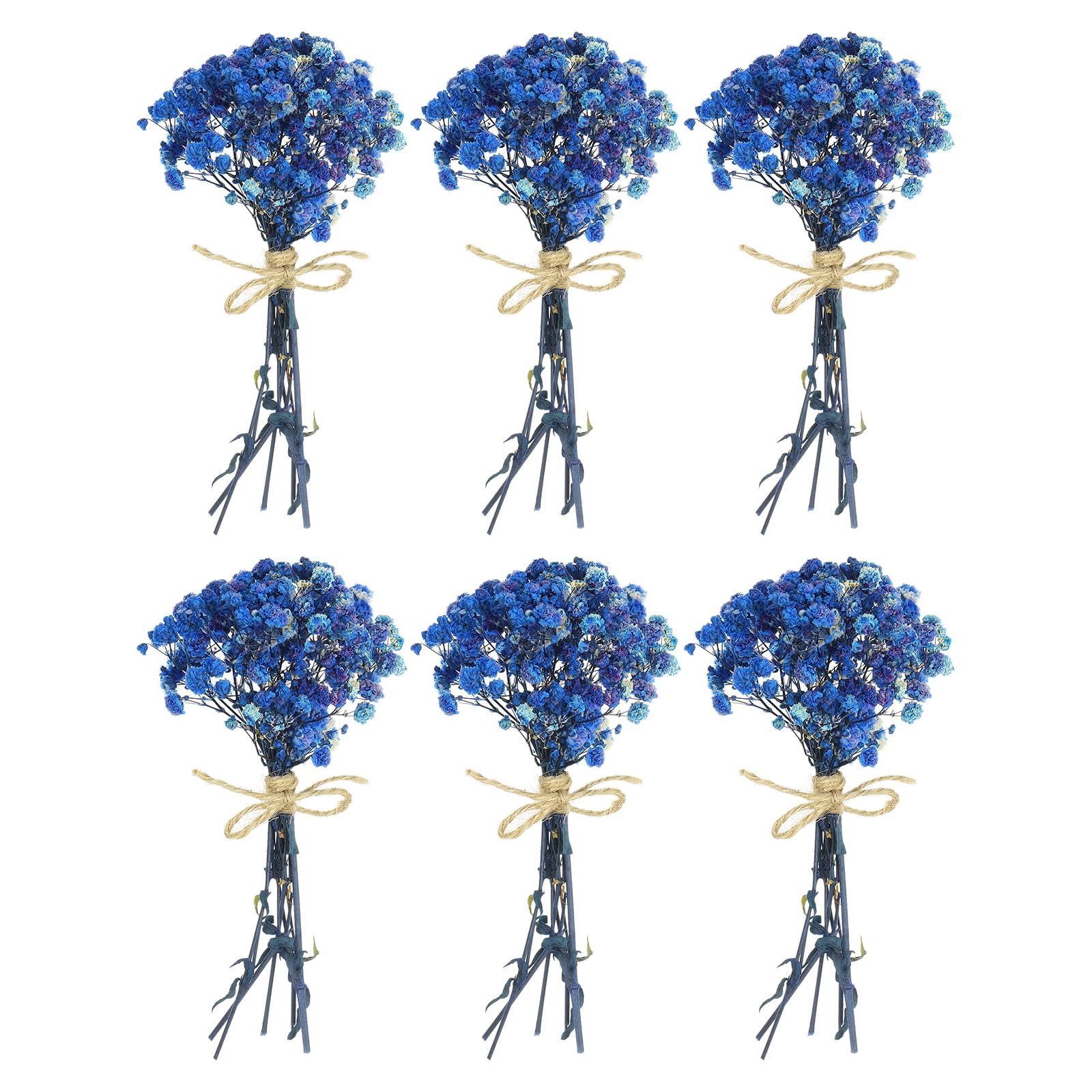 PATIKIL Mini Dried Flower Bouquet, 6 Pcs Baby's Breath Natural Wildflower with Stem Decor Boho Floral Plant Flower for Crafts DIY Photo Props Gift Wedding Decor, Dark Blue