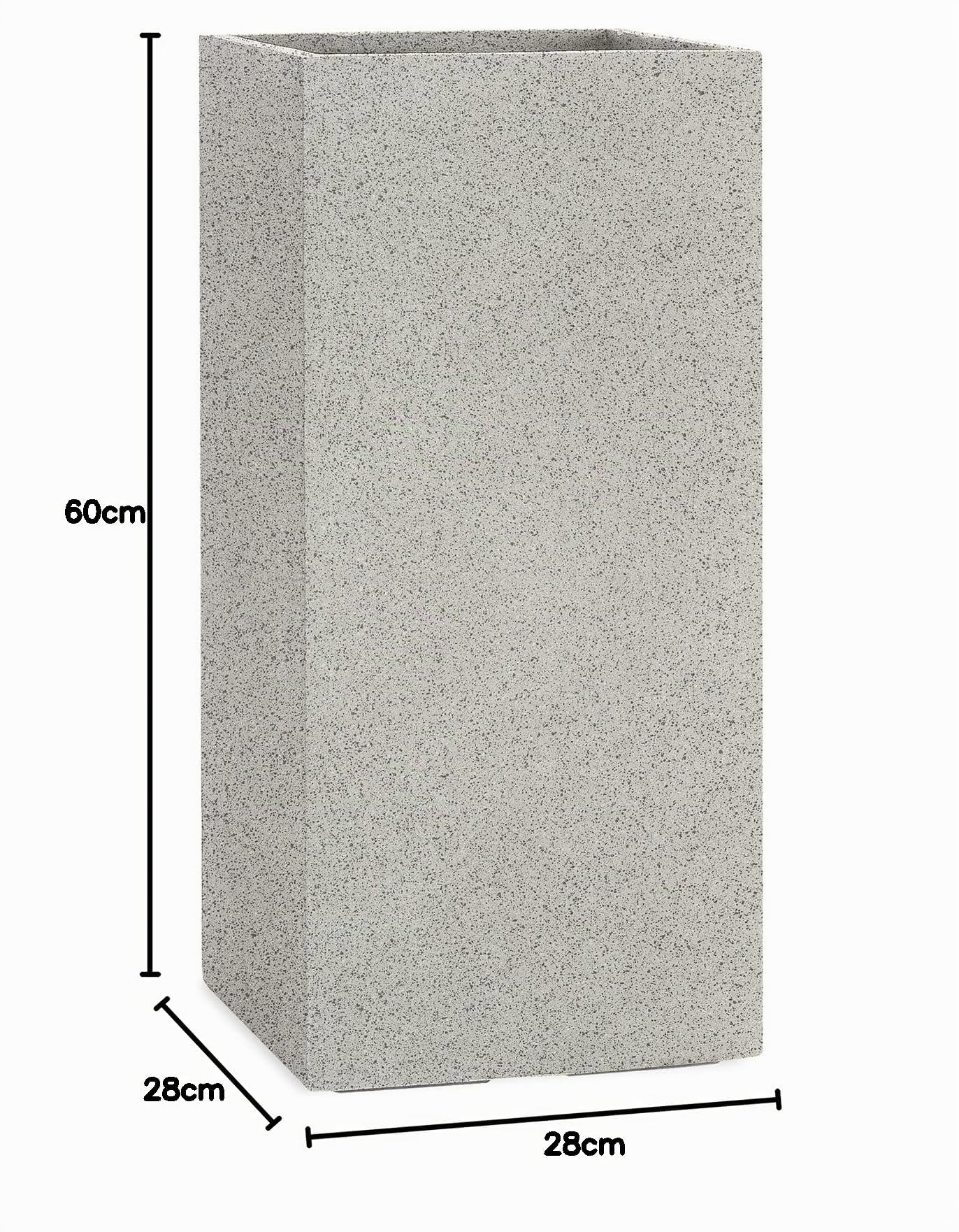 Pflanzwerk® Pot de Fleur Tower Jardinière Granit Gris 60x28x28cm *Résistant au Gel* *Protection UV* *Qualité européenne*