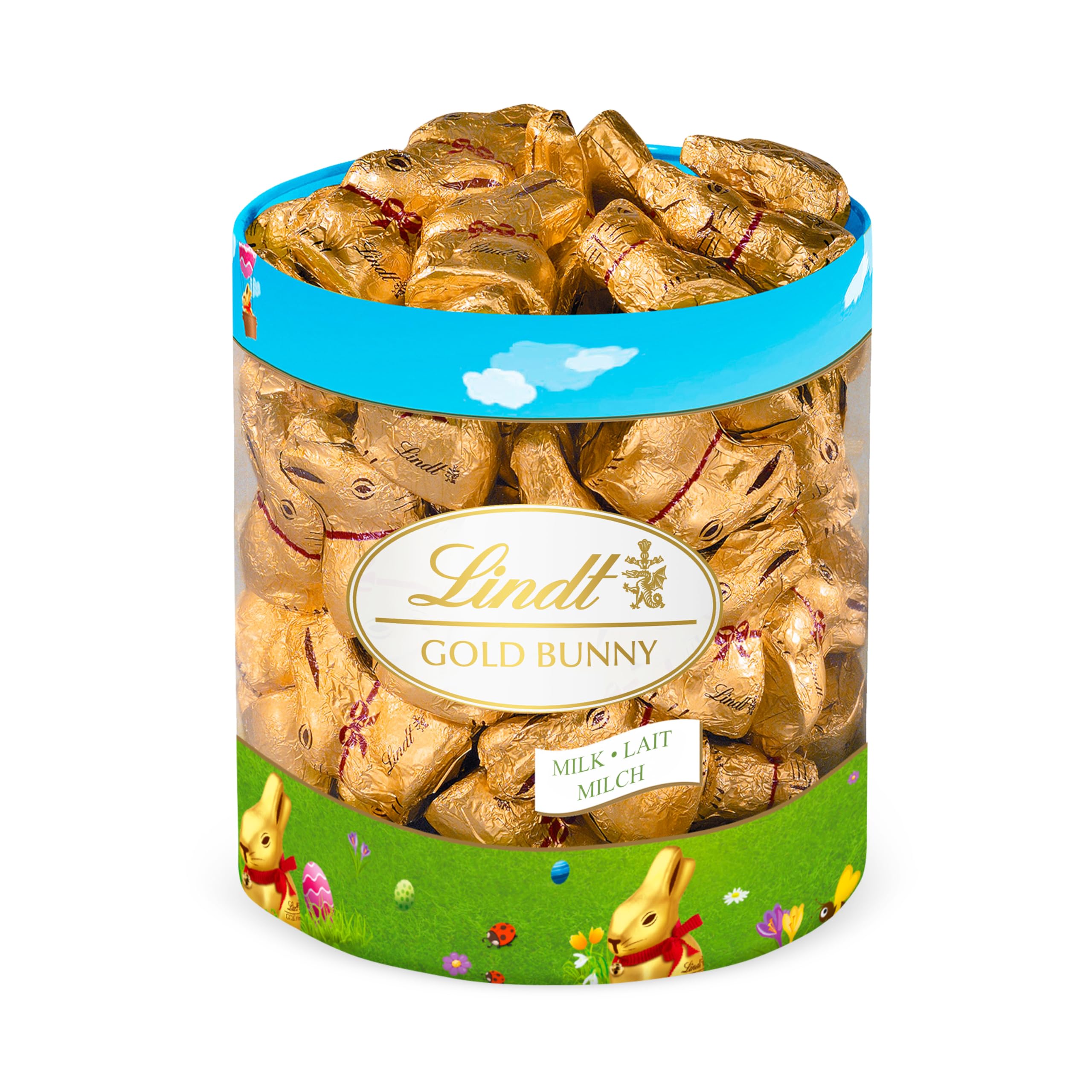 Lindt Schokolade Mini GOLDHASEN | 700 g Köcher | 70 x 10 g Mini GOLDHASEN | Vollmilchschokolade im Köcher | Osterschokolade | Schokoladengeschenk | Schokoladenhasen | Osterhase