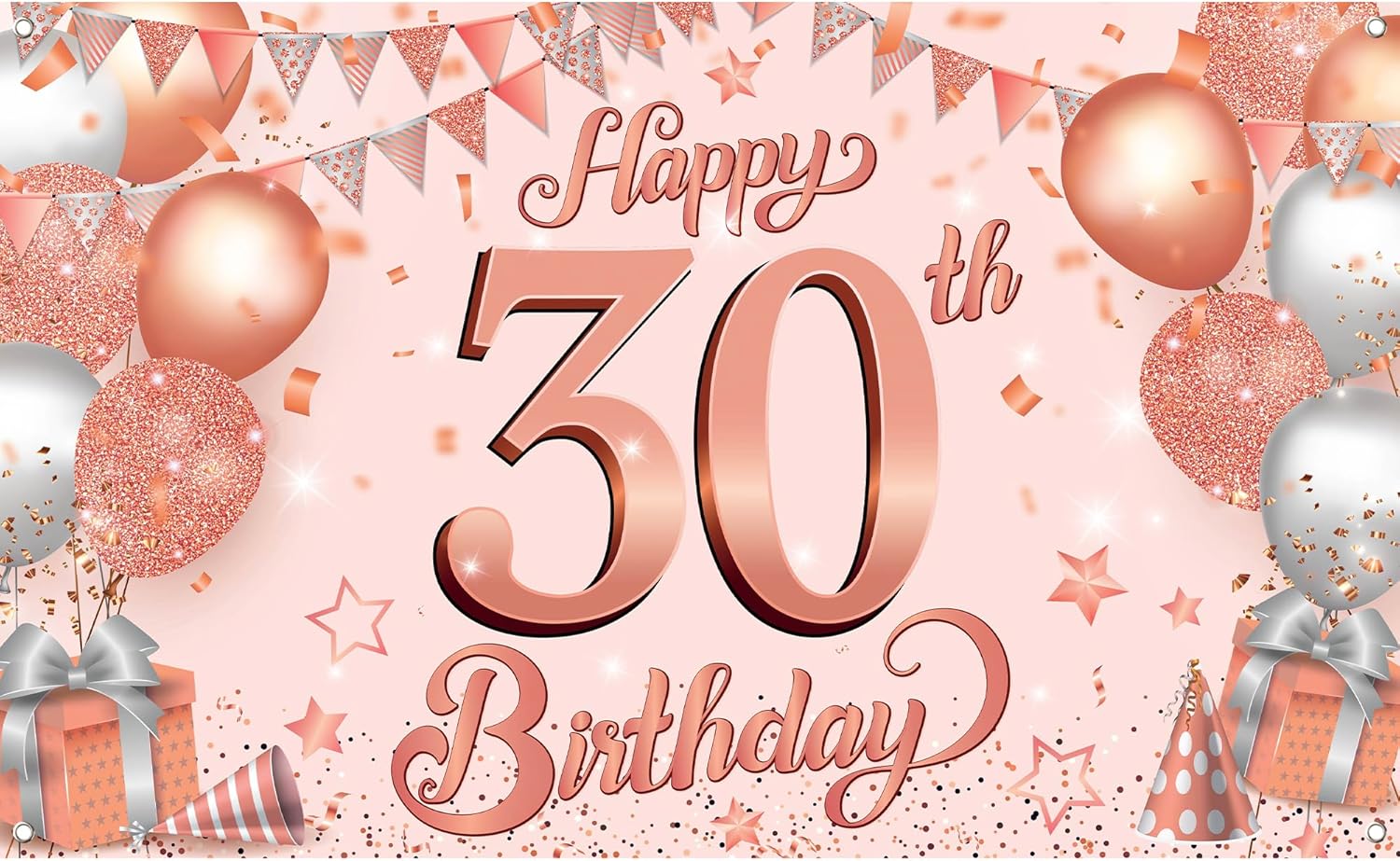 Katchon, Rose Gold Happy 30th Birthday Banner - Xtralarge, 72 X 44 Inch | Happy Birthday Backdrop For Birthday Party Decorations | Rose Gold 30th Birthday Banner for Women