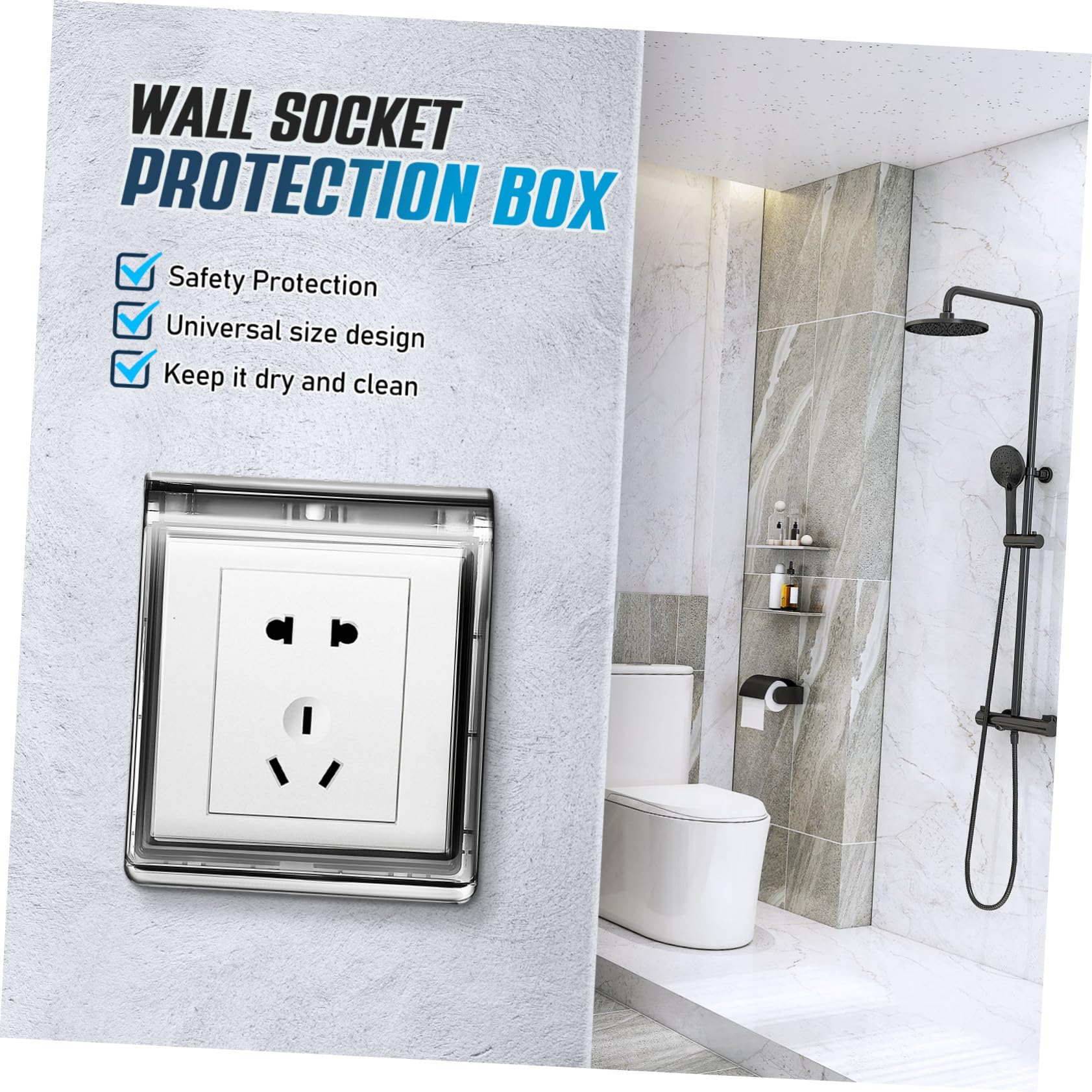 BUTIFULSIC 2 Pcs Socket Waterproof Box Wall Plate Covers Bathroom Socket Cover Outlet Rain Cover Socket Covers Electrical Power Outlet Cover Plug Covers Rain Proof Outlet Cover Black Plastic