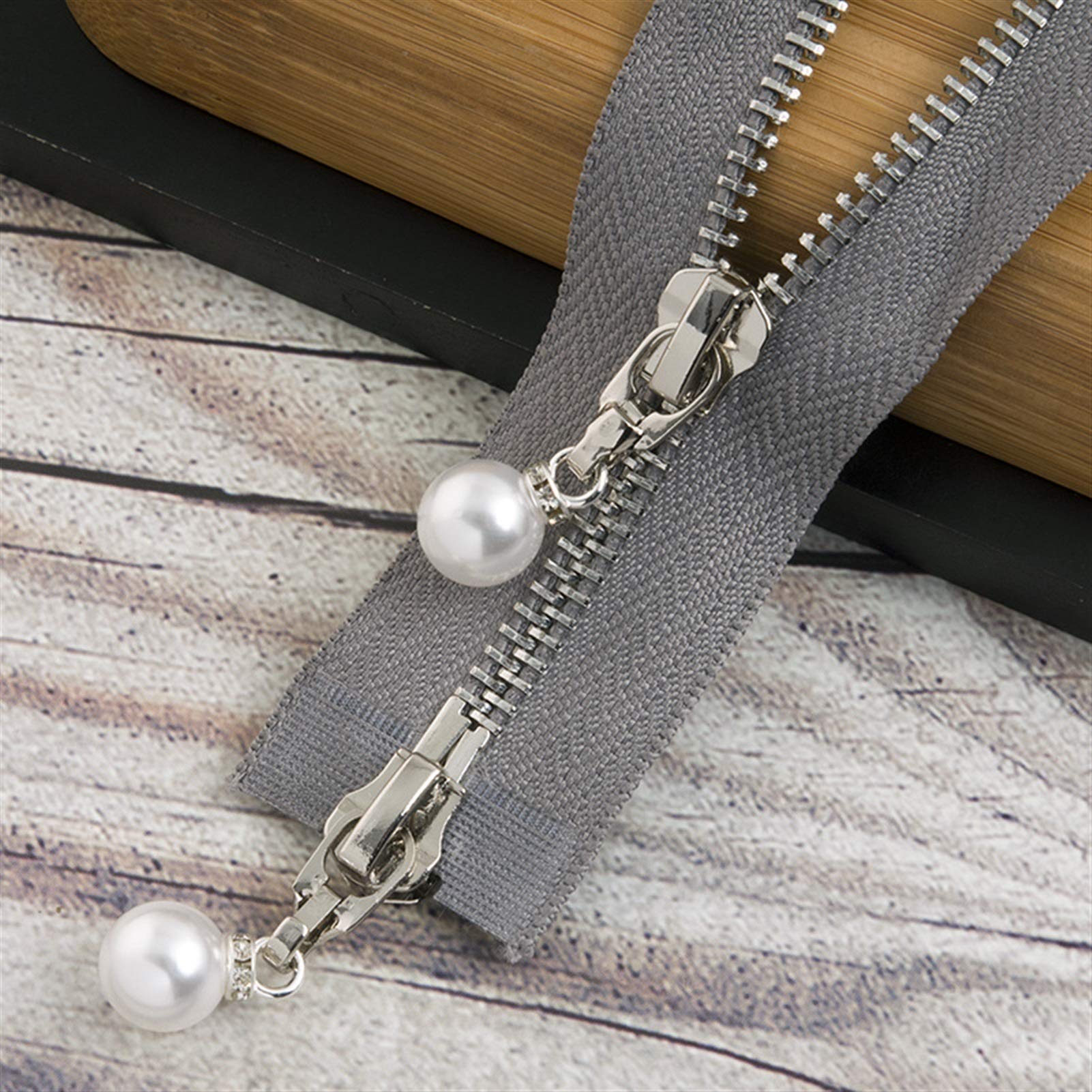 CFFQDQUANB Zipper for Bags, Zippers 1Pc 85cm 120cm 5# Pearl Metal Zipper,for Sewing Clothes Zips,(Graysilver120cm)