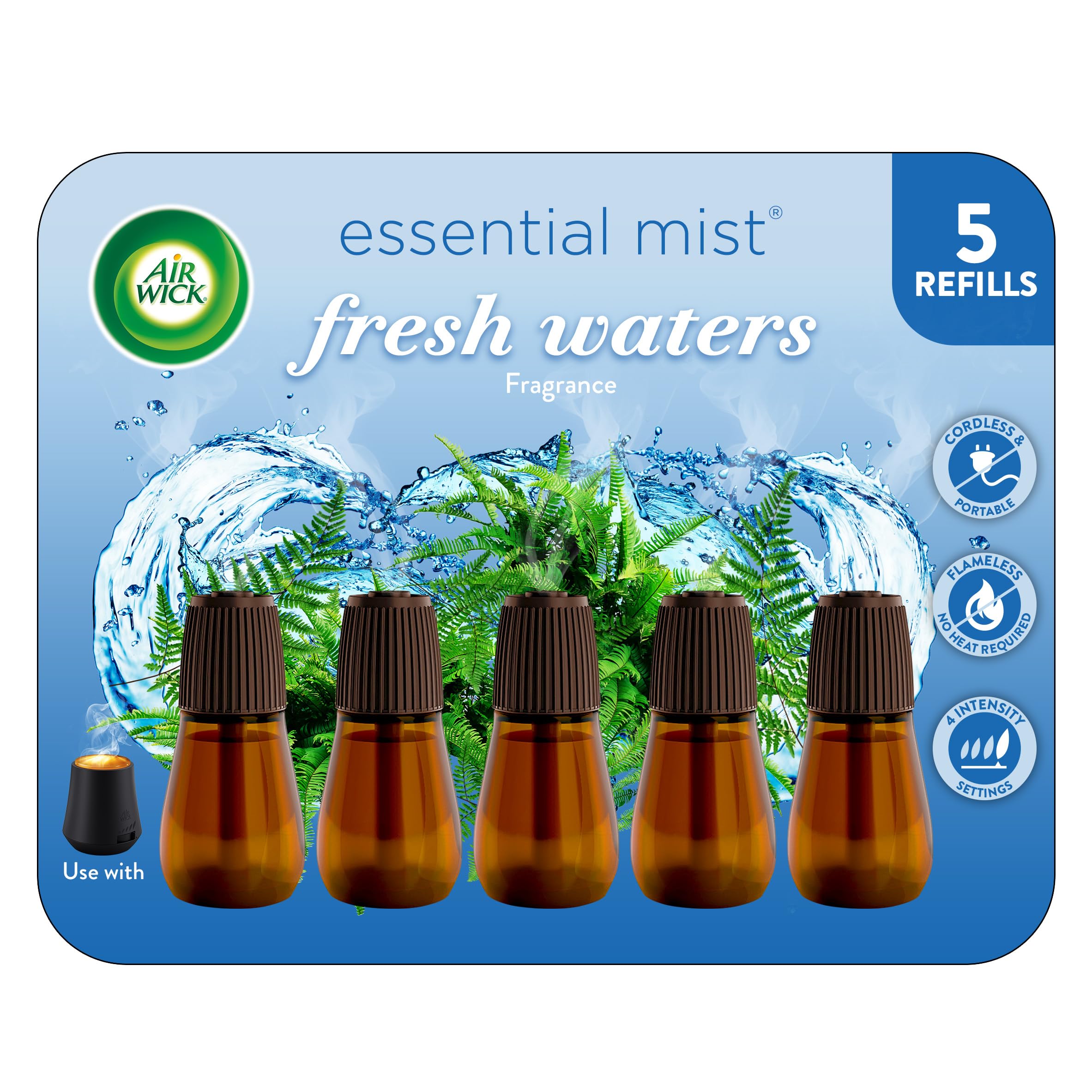 Air Wick Essential Mist Refill, Fresh Waters, Diffuser Oils, 5 count