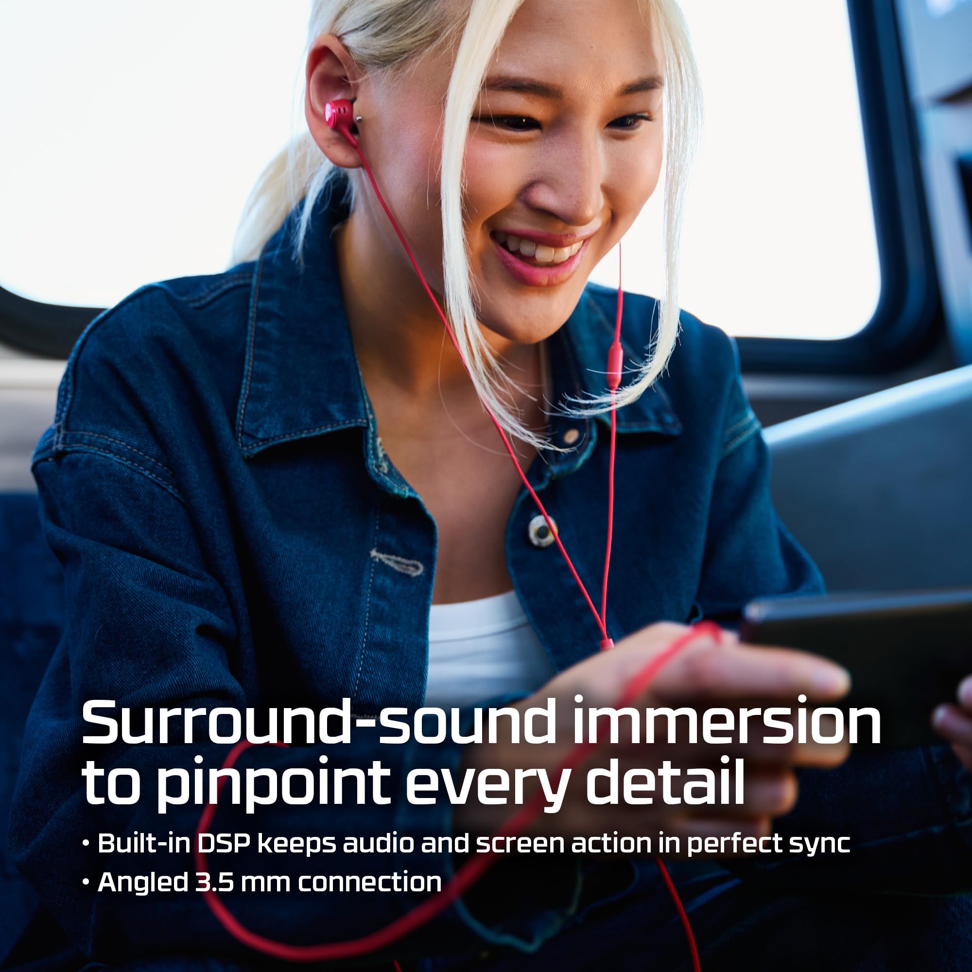 HyperX Cloud Earbuds III S Écouteurs avec câble USB multiplateforme, Son Surround, Coussinets 4 Tailles, Microphone avec Annulation de Bruit, Couleur Rouge