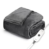 Ultimate Cozy Royal Posh Velvet Hand & Foot Pocket Heated Throw Electric Blanket, 50" x 72", 4 Heat Settings, 4-Hour Auto Shut-Off, Warming Throw for Couch or Bed, Machine Washable, Night Fog