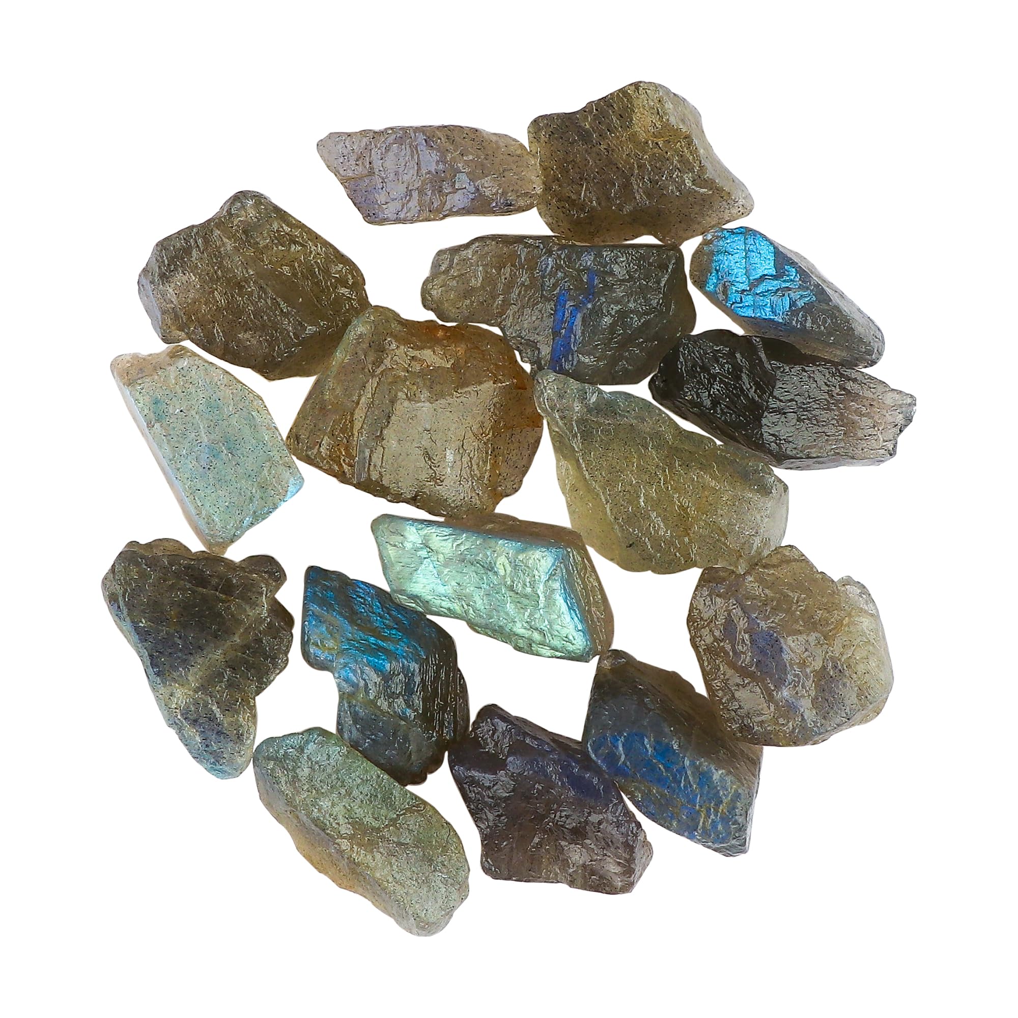 CRYSTALINESCRYSTALINES 100cts Wholesale Rough Stones, Natural Raw Labradorite Spectrolite Gemstones, Bulk Loose Supplies, Jewelry Making, Healing Crystals, Birthstone, DIY Craft, Gems Collection