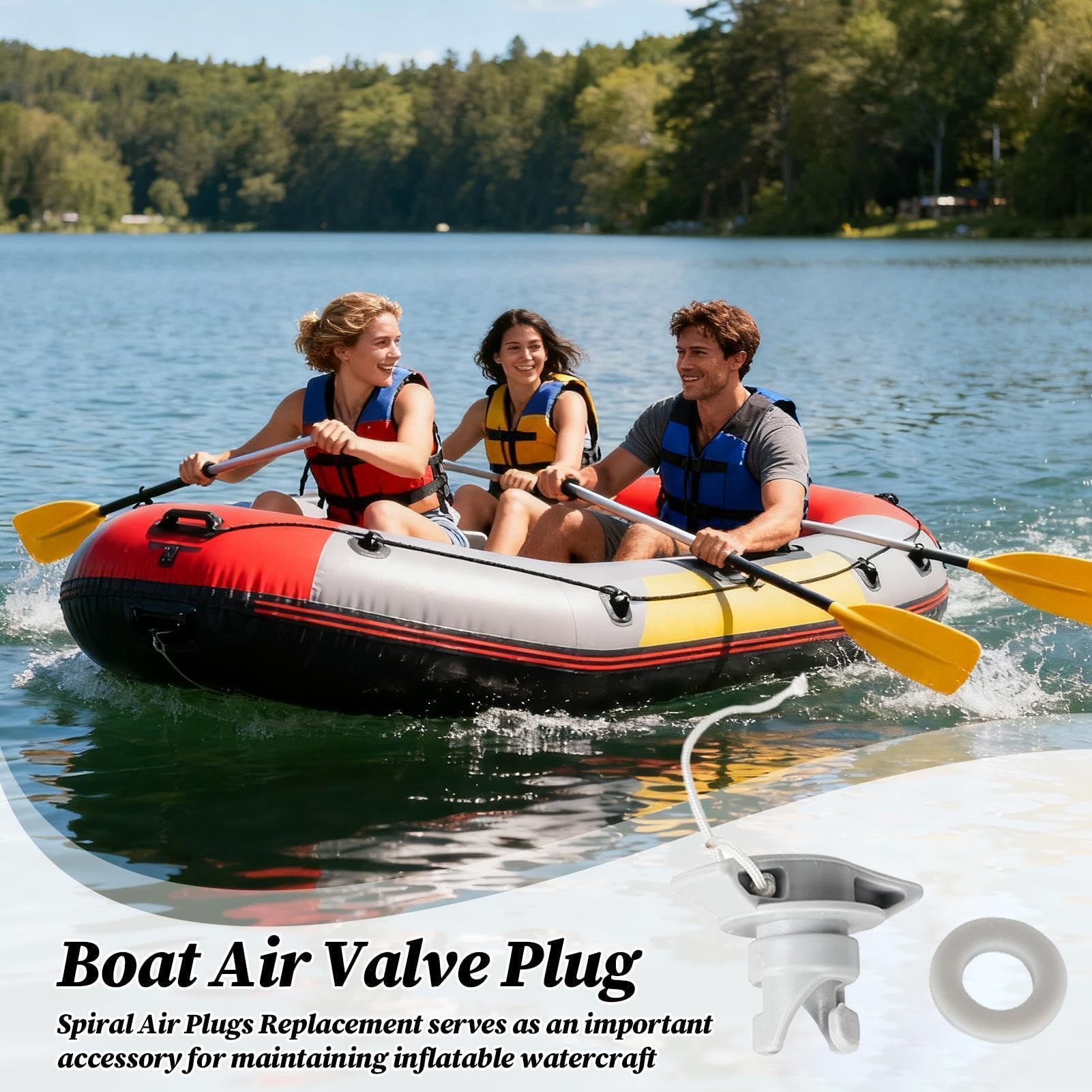 Genérico Tapón Válvula Aire Bote - Compatible 8 Agujeros | Cierre Espiral Giratorio de Alta Presión | para Kayak Tabla Paddle Surf Río Playa, Cubierta para Embarcaciones Inflables, PVC Resistente