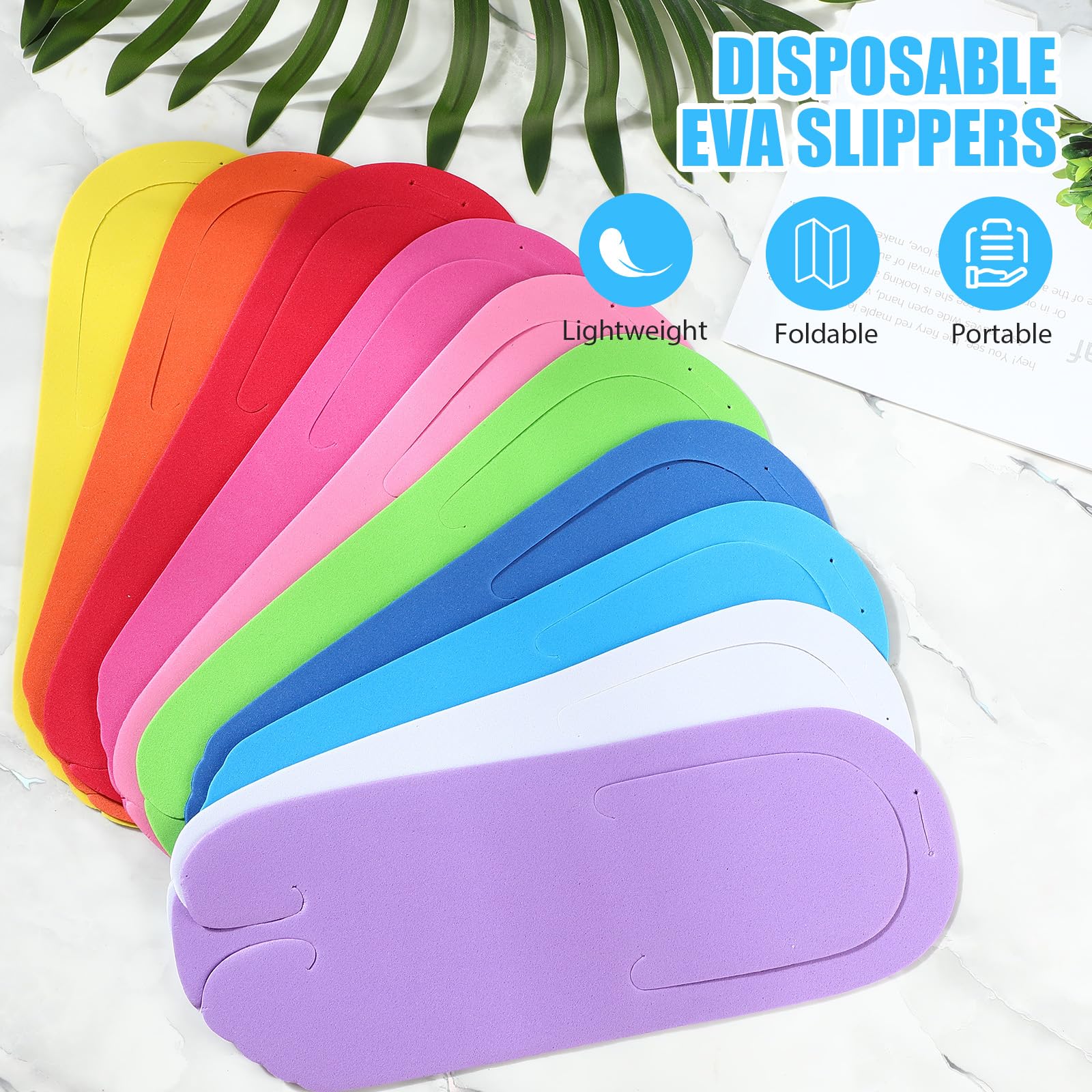 JaGely 100 Paar große Einweg-Pediküre-Hausschuhe, mehrfarbig, EVA-Schaum, Flip-Flops, Fuß-Nagelsalon-Hausschuhe, Spa, Partyzubehör für Damen, Herren, Gäste, Nachtschuhe für Reisen, Zuhause, Camping