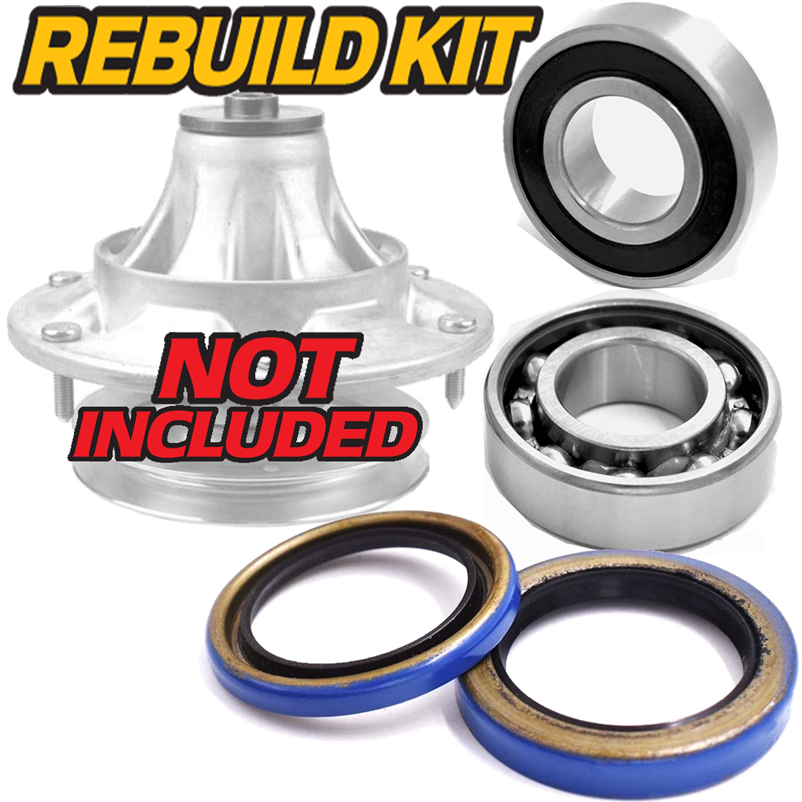 HD Switch (1 Kit) John Deere Deck Blade Spindle Rebuild Kit w/Bearings & Seals - M127198, M85699, M88251 Compatible with John Deere