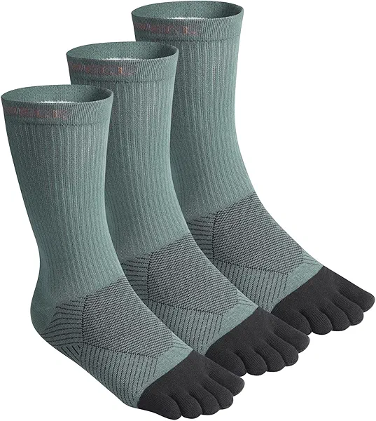 VWELL Toe Socks Cotton Athletic Running Five Finger Socks 3 Pairs,Size 7-11
