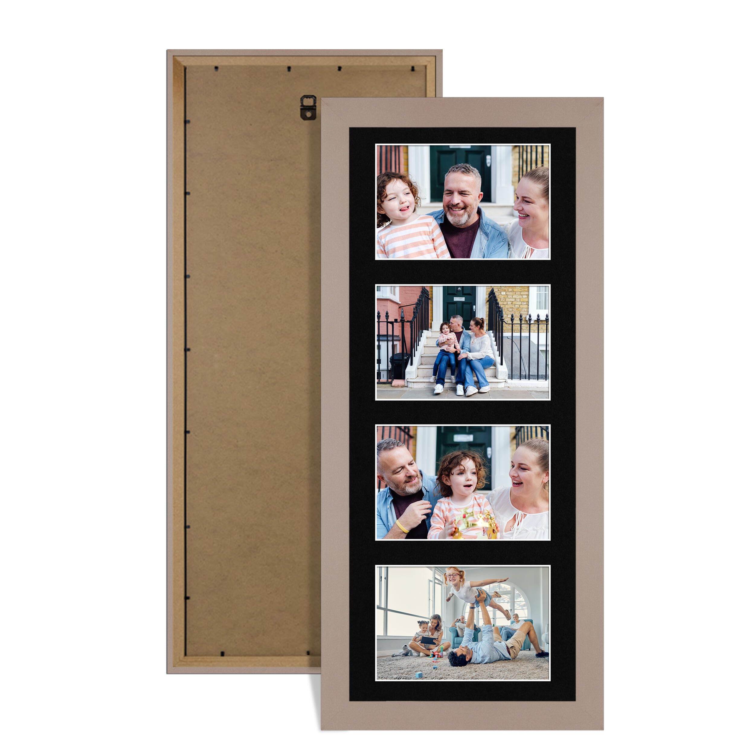 Alison Kingsgate Rose Gold 50x20cm Photo frames for multiple pictures -4 Apertures Collage Frame with Black Mount - Holds (4x) 6x4 Photos - Engineered Wood & Perspex โ image 1