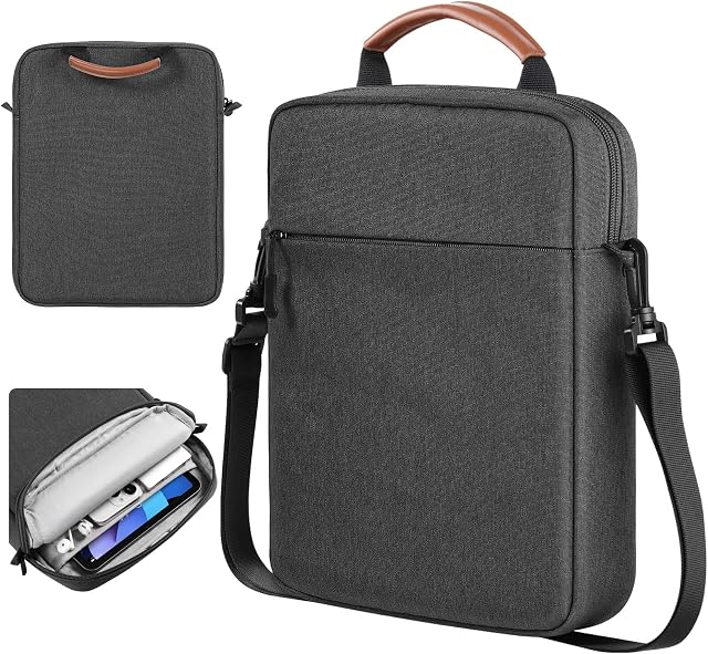 TiMOVO 9-11" Tablet Sleeve Shoulder Bag for iPad Pro 11 2022-2018, iPad 10th Generation 2022, iPad 10.2 2021-2019, iPad Air 5/4 10.9, Galaxy Tab S9/S8/A8/A7 2023, Tablet Bag with Handle, Black & Gray