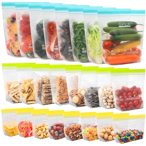 SPLF 24 Pack Reusable Food Storage Bags
