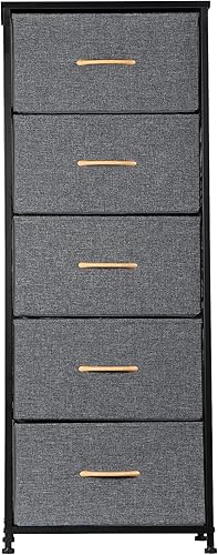 Miniatura 3 de SUPER DEAL Cómoda de tela para dormitorio de 46 pulgadas de alto, cómoda de almacenamiento vertical con 5 cajones de almacenamiento, parte superior