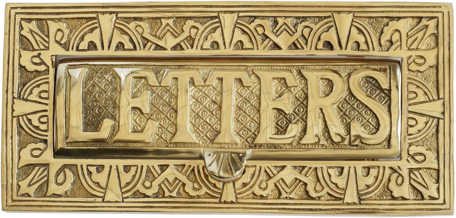 Solid Brass Art Nouveau "Letters" Letter Box Cover
