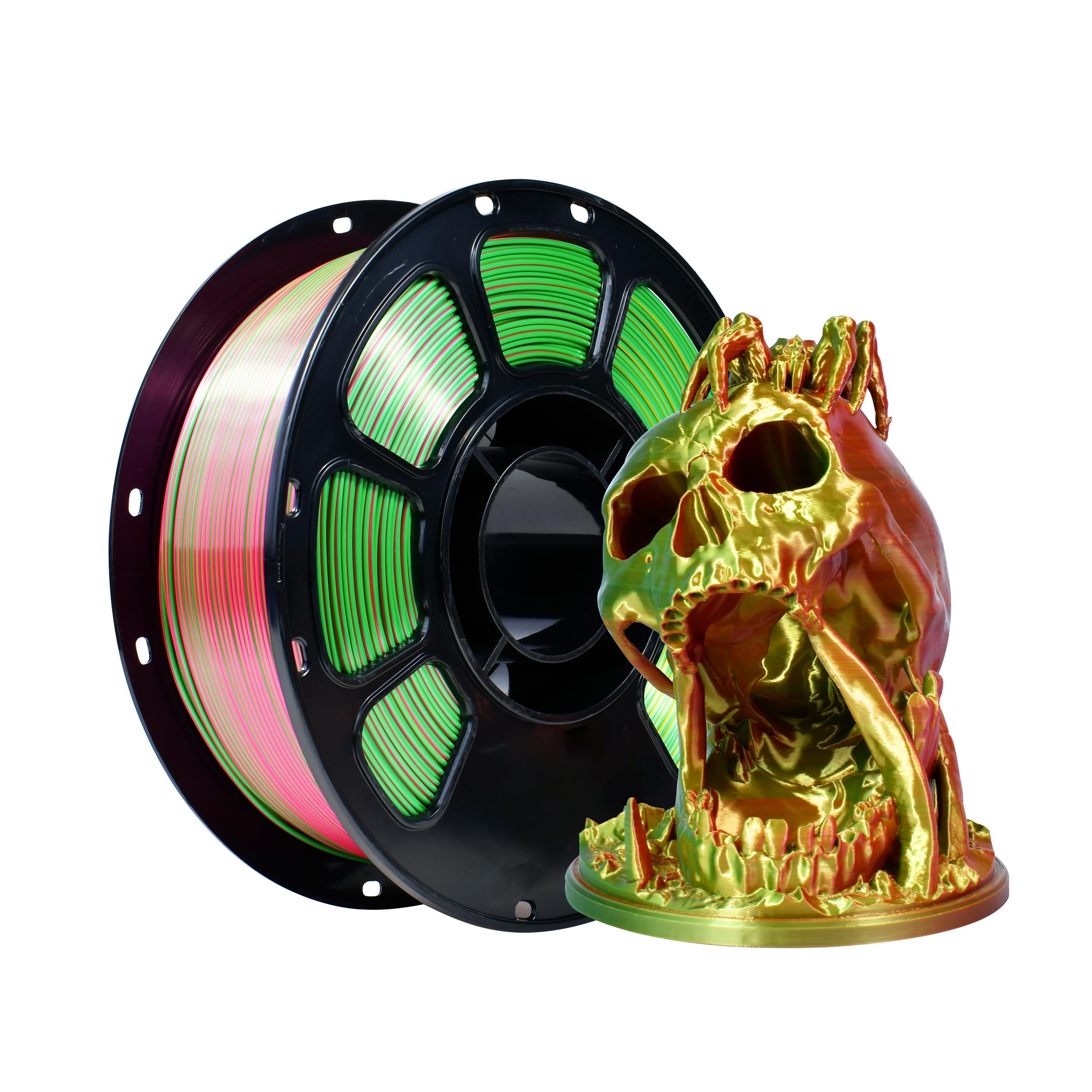 iBOSS Silk Rose Gold Green PLA Plus Filament, Shiny Silk PLA+ 3D Filament, 1kg 3D Printer PLA PRO Filament 1.75mm +/ -0.02mm,Suitable for Most FDM Printers (Silk Rose Gold Green)