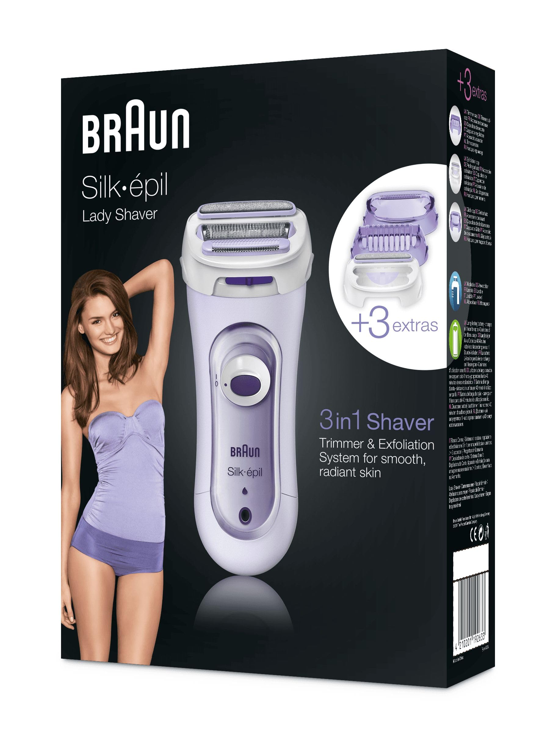 Braun Silk-Épil LS5-560 Rasoir électrique sans fil, peigne et système exfoliant 3 en 1, couleur lilas
