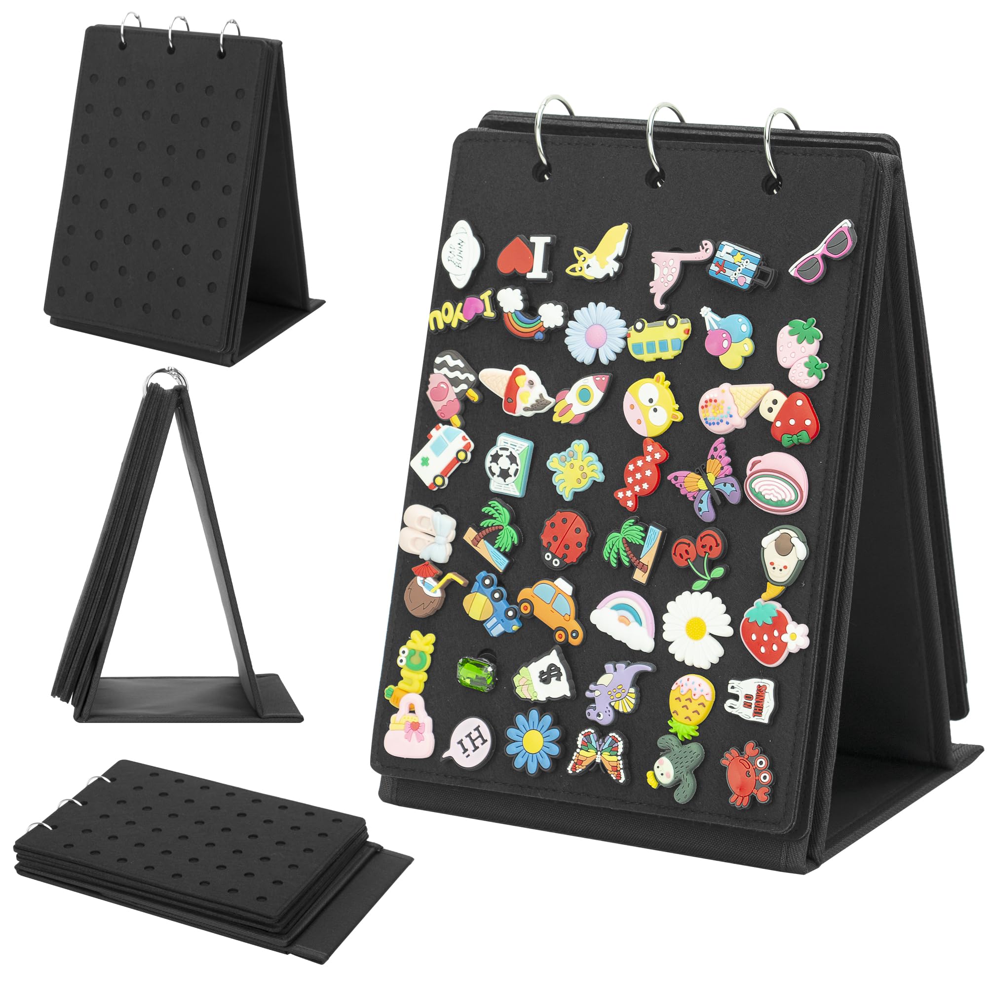 Organiseur De Breloques De Chaussures à Suspendre Avec 180 Trous, 6 Pages émaillées Et 2 Pages Avant Et Arrière, Support Mural Portable Pour Décoration De Chaussures (gris