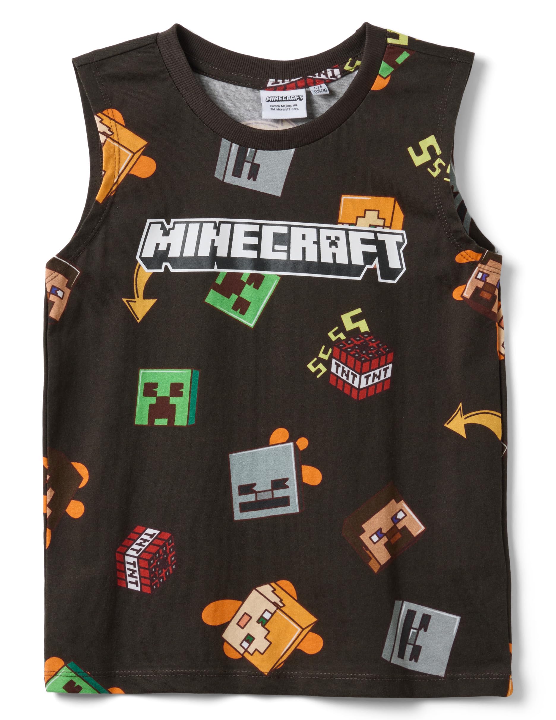 OVS Kids Schwarzes Kinder-Tanktop aus Reiner Baumwolle mit Minecraft-Print
