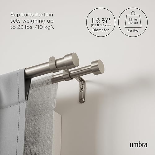 Miniatura 4 de Umbra - Cortinero doble, incluye 2 remates, soportes y accesorios que hacen juego