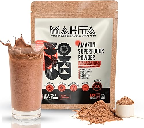 Reemplazo de comida vegana  12 superalimentos amazónicos, fibra y proteína en polvo completo a base de plantas  Bajo en carbohidratos, sin OMG, sin