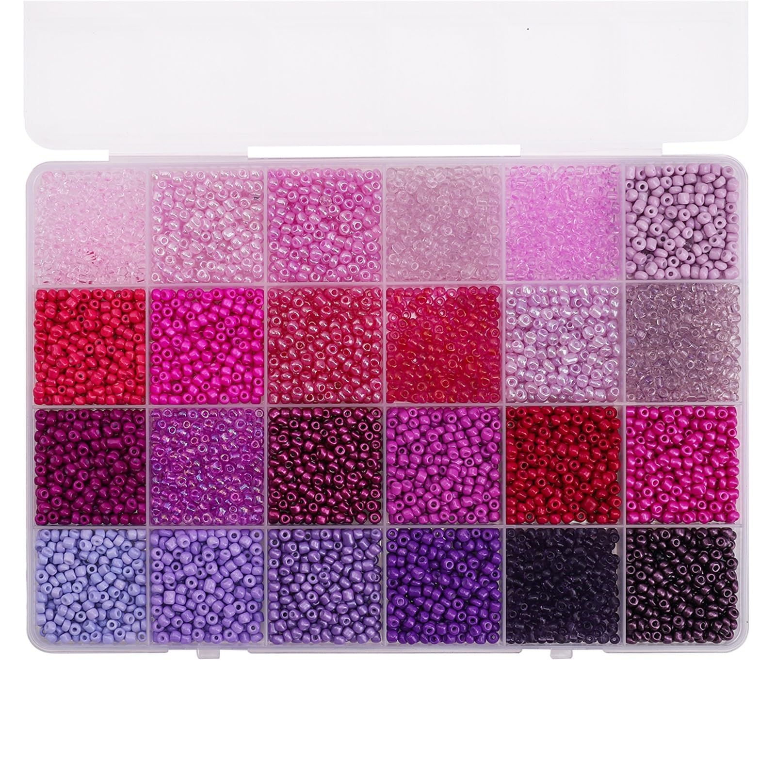 QuxetlRyz Craft Beading Kit 24 Grid 3mm Premium Glass Rice Beads Set｜for DIY Jewelry Making 6.5g/Grid ≈5200pcs/Box(Color5)