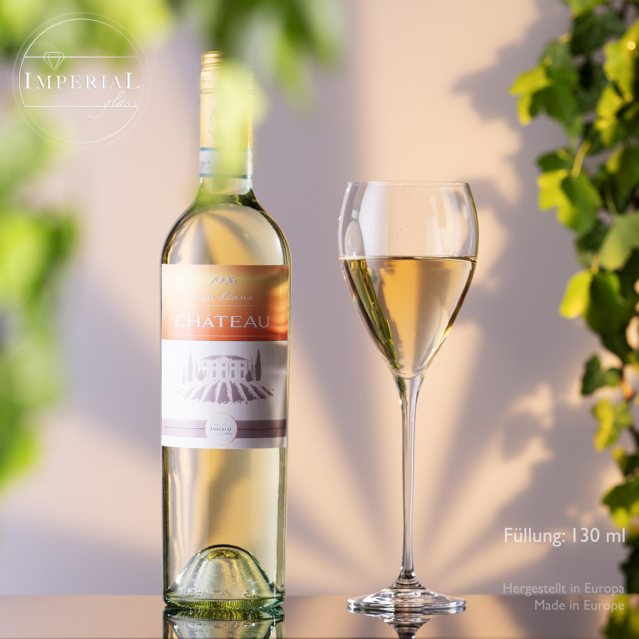Imperial París - Juego de 6 copas de vino blanco en forma de gota (350 ml, aptas para lavavajillas)