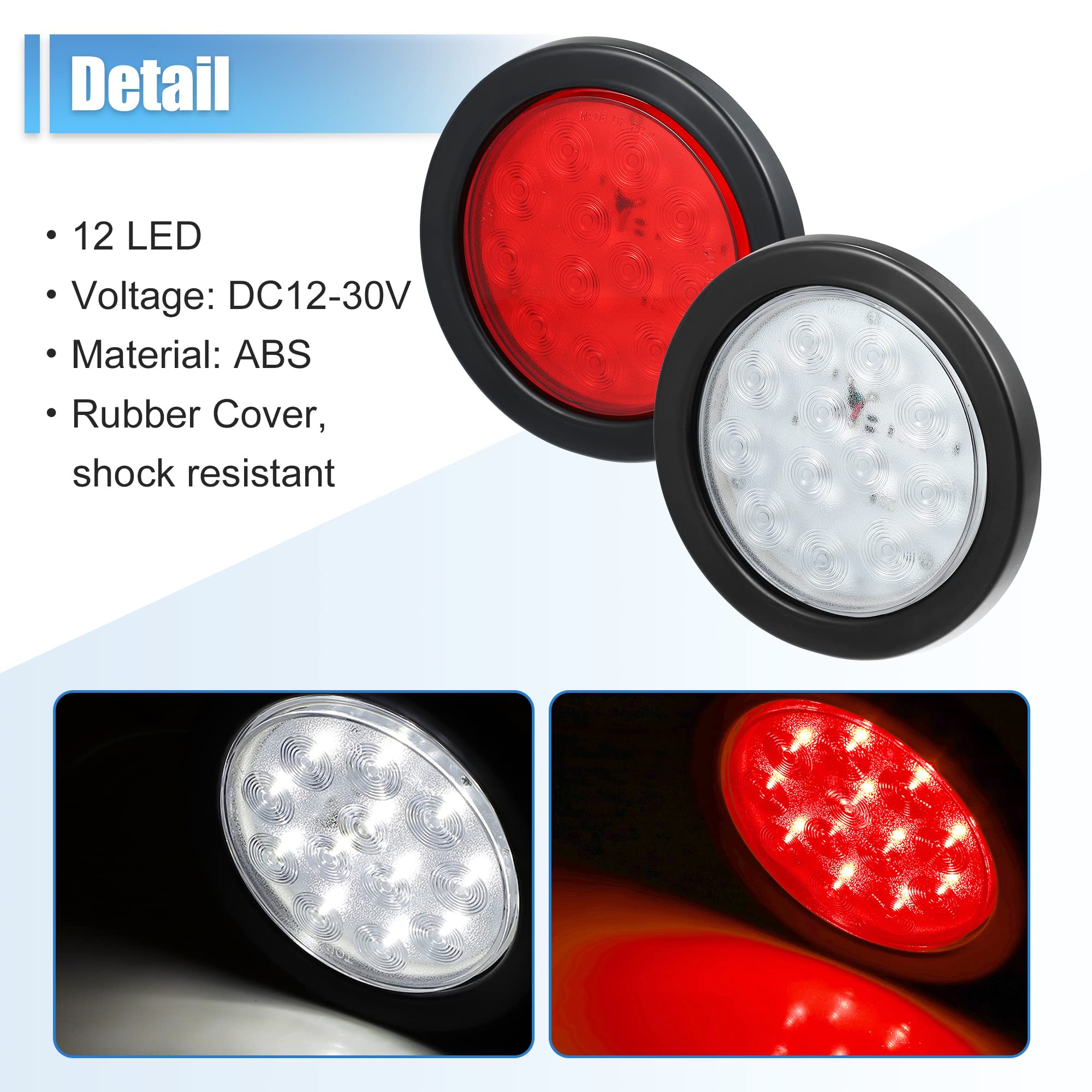 X AUTOHAUX 1 Juego 4" 12 LED Rojo Blanco Remolque Luz Barra Impermeable Marcador ID Barra