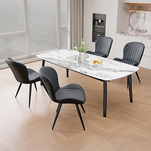 Nalupatio Juego de 4 sillas de comedor, modernas sillas de comedor con respaldo cómodo, sillas de cocina tapizadas gruesas, 19 pulgadas de altura