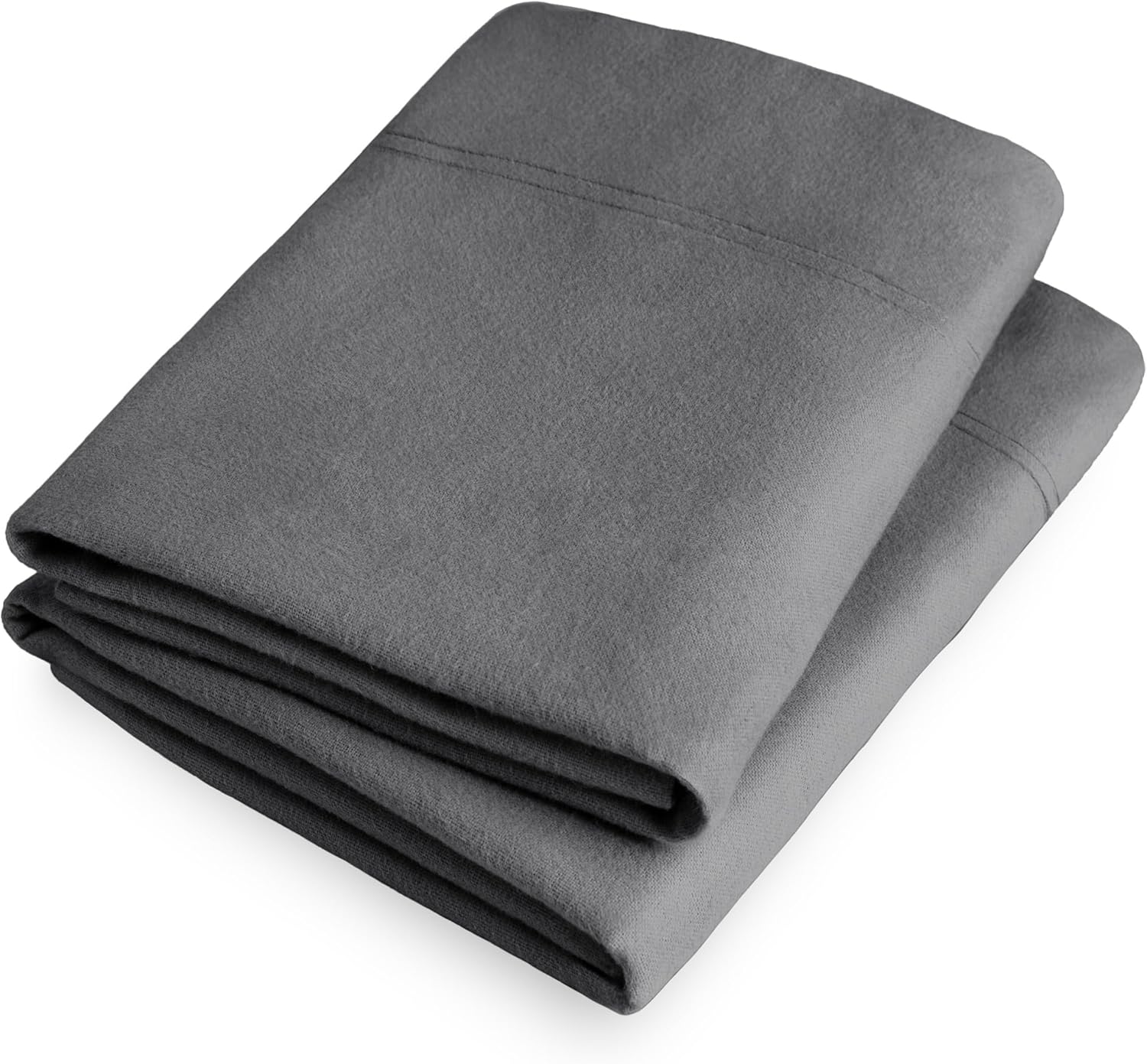 Bare Home Flannel Standard Pillowcases Set of 2 - 100% Cotton - Velvety Soft & Cozy - Double Brushed Heavyweight Flannel Pillowcases (Standard Pillowcase Set of 2, Grey)