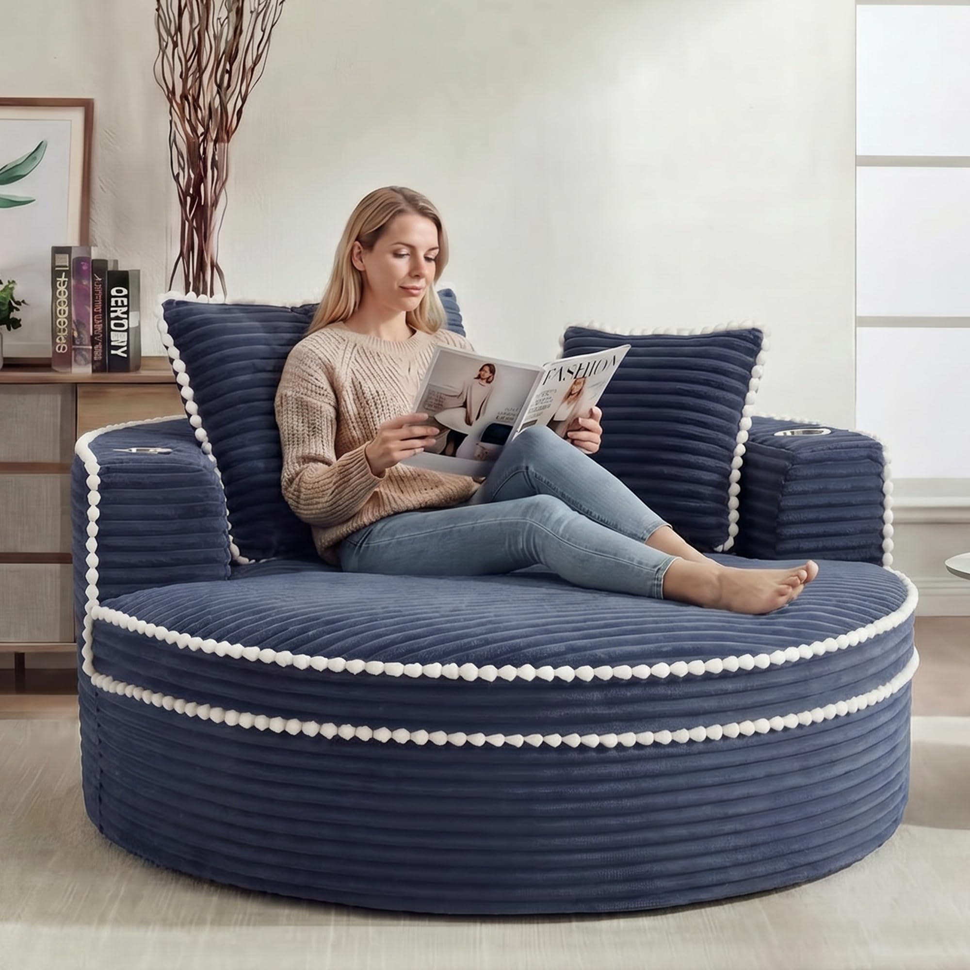 XOCN Oversized Round Chair Lounge Chaise