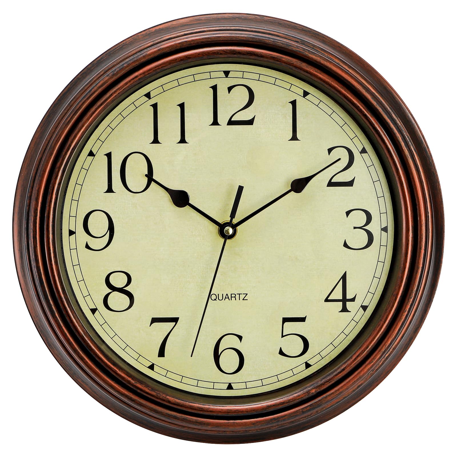12-Inch Round Classic Clock Retro Non Ticking Quartz Decorative Wall Clock for Living Room Kitchen Home