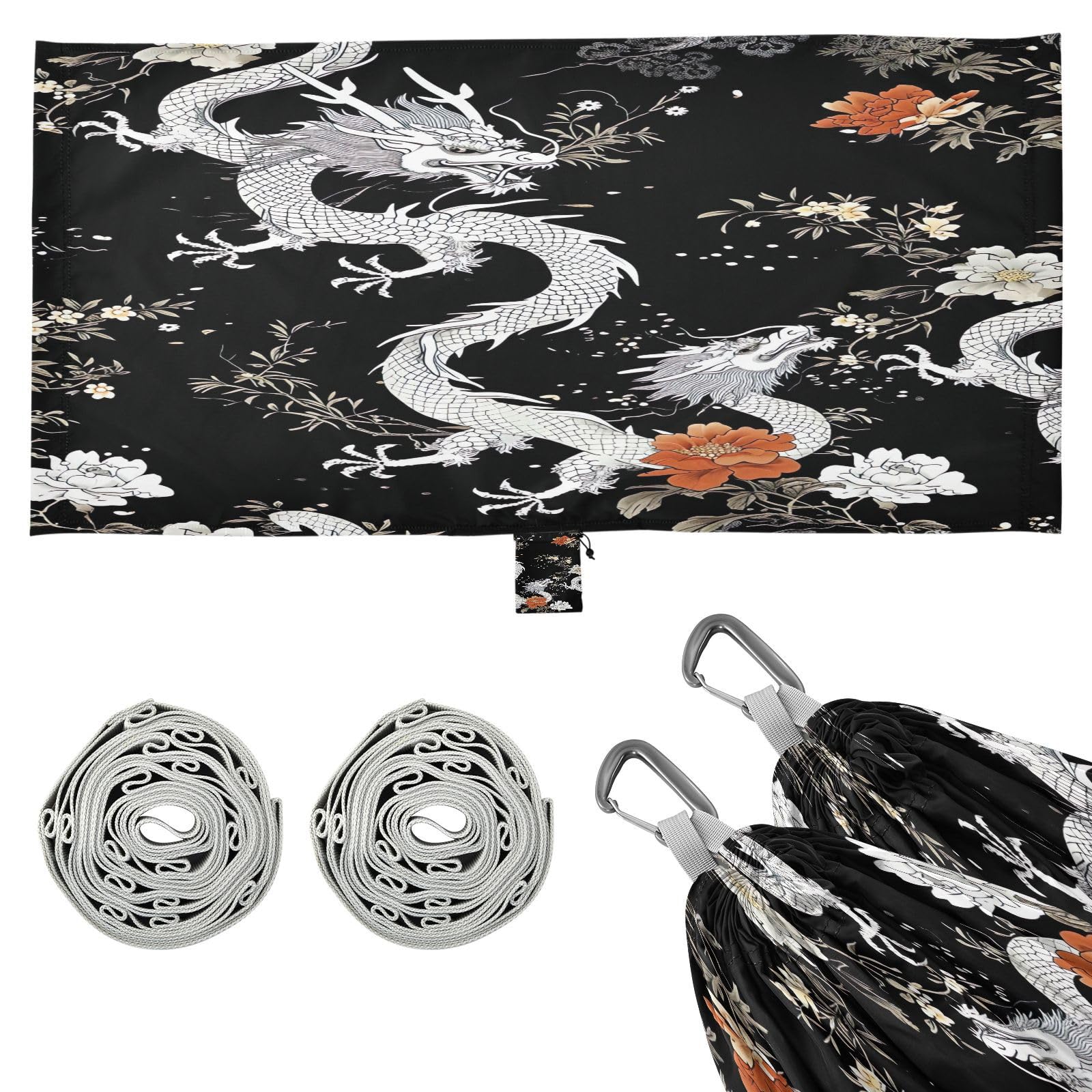 ATTX Black Dragons Camping Hammock - Lightweight & Portable Hammocks, Heavy Duty 330lbs Capacity for Indoor, Hiking, Backpacking, Travel, Backyard, Beach#403