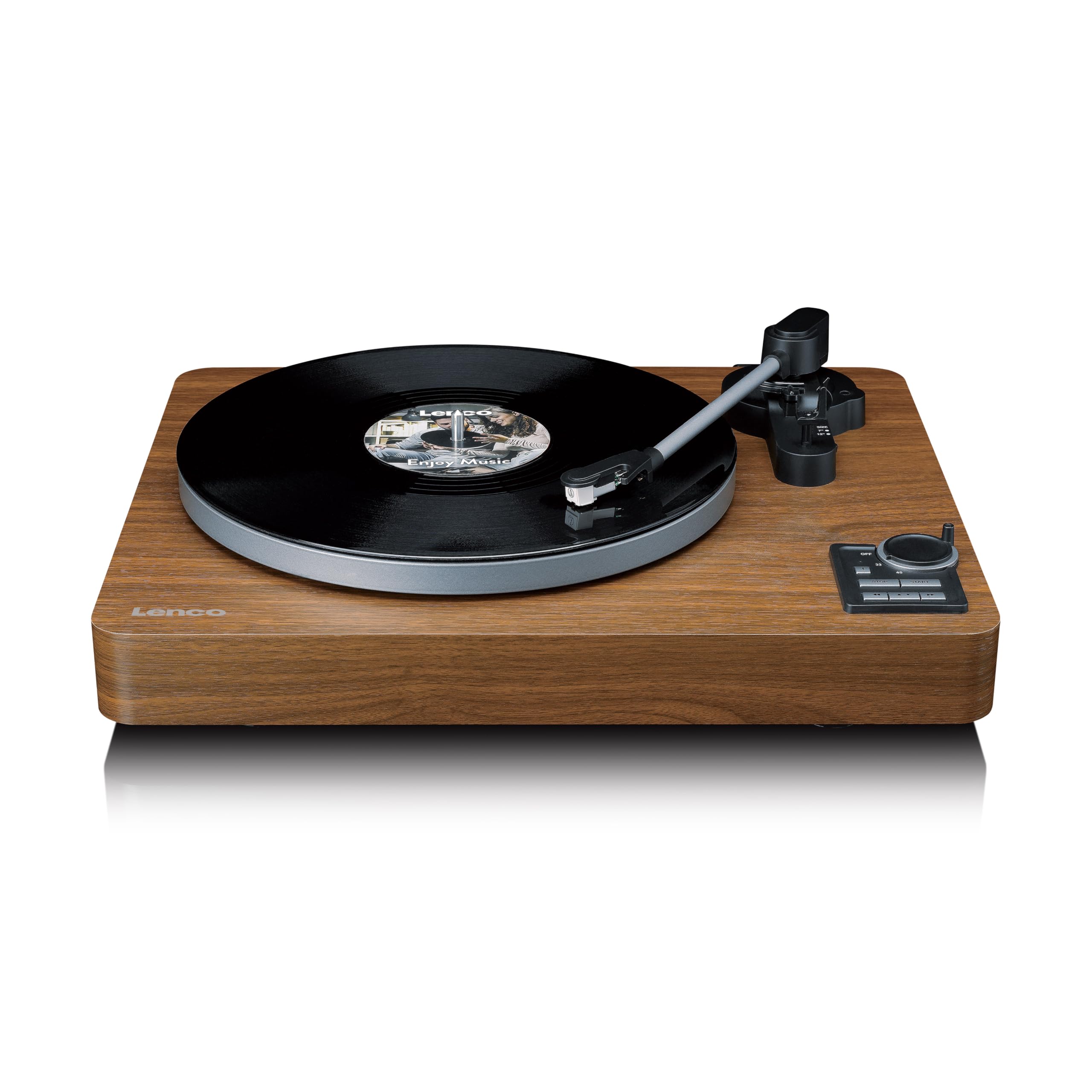 Lenco LBTA-165WD Giradischi, Giradischi Vinili, Bluetooth, automatico - Corpo in legno - Piatto in metallo e pickup AT3600L - Auto Start & Auto-Return - (33/45 giri/min) - Integrato - Legno