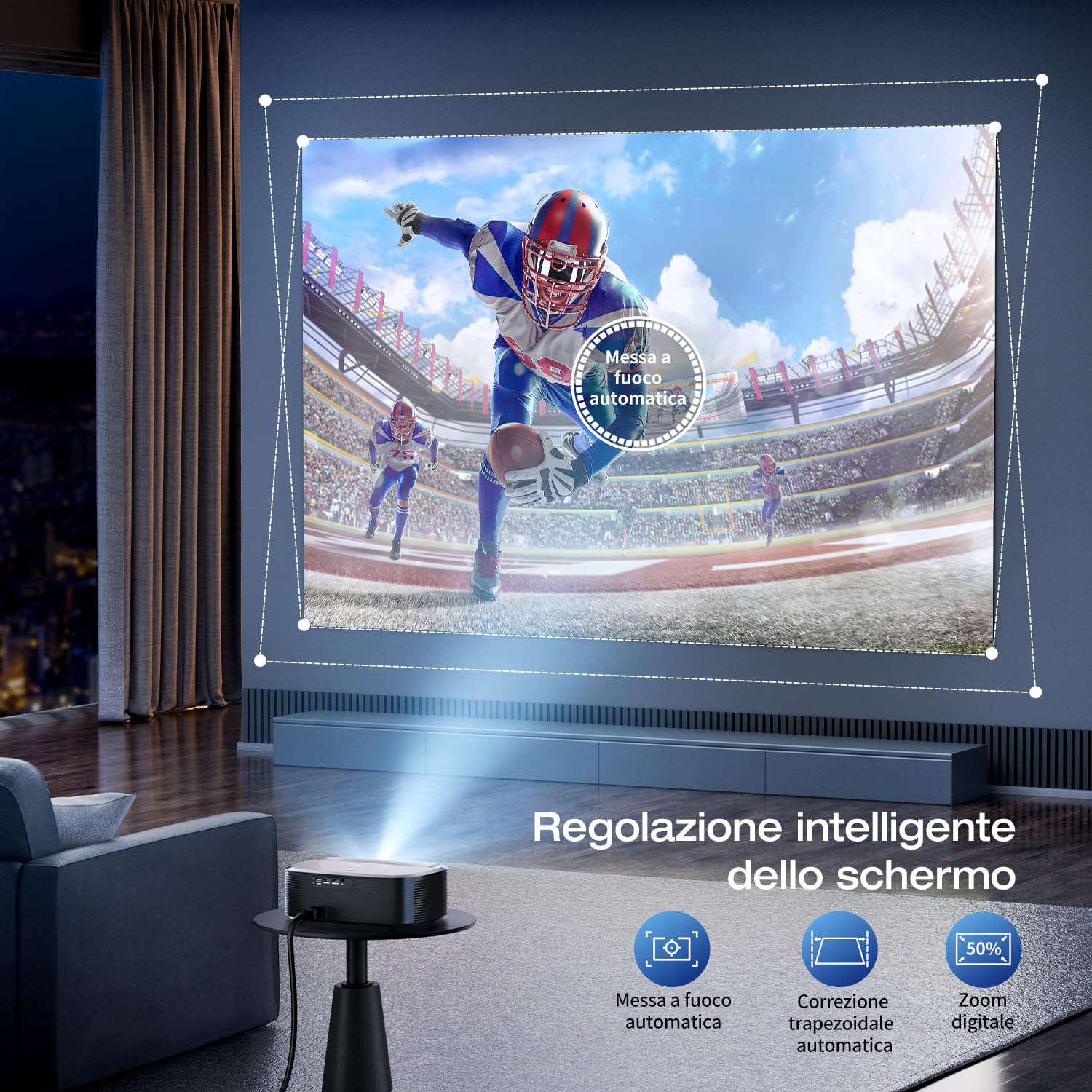 Proiettore 4K con Wifi e Bluetooth - Konsoefuly proiettore con NETFLIX/Prime Video/YouTube integrati, supporto per oltre 100.000 app, videoproiettore con compatibilità HDMI/USB/iOS/Android/Windows