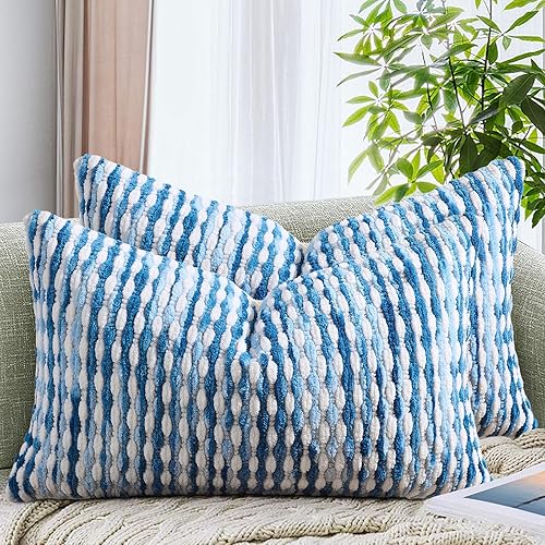 Miniatura 24 de AmHoo Juego de 2 fundas de almohada decorativas de chenilla estilo bohemio, funda de almohada con borlas para sofá, cama, dormitorio, sala de estar,