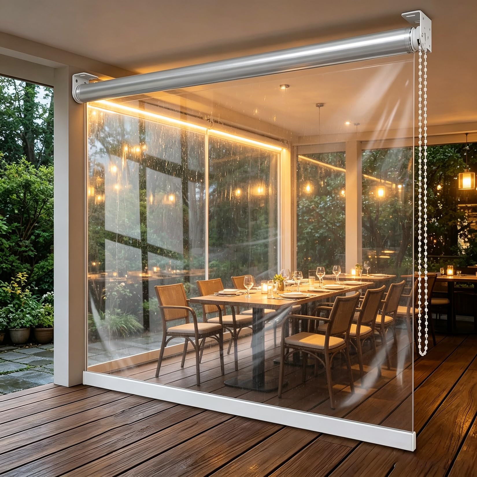 130x250cm Tende a Rullo Trasparenti in PVC per Esterni,Protezione Laterale