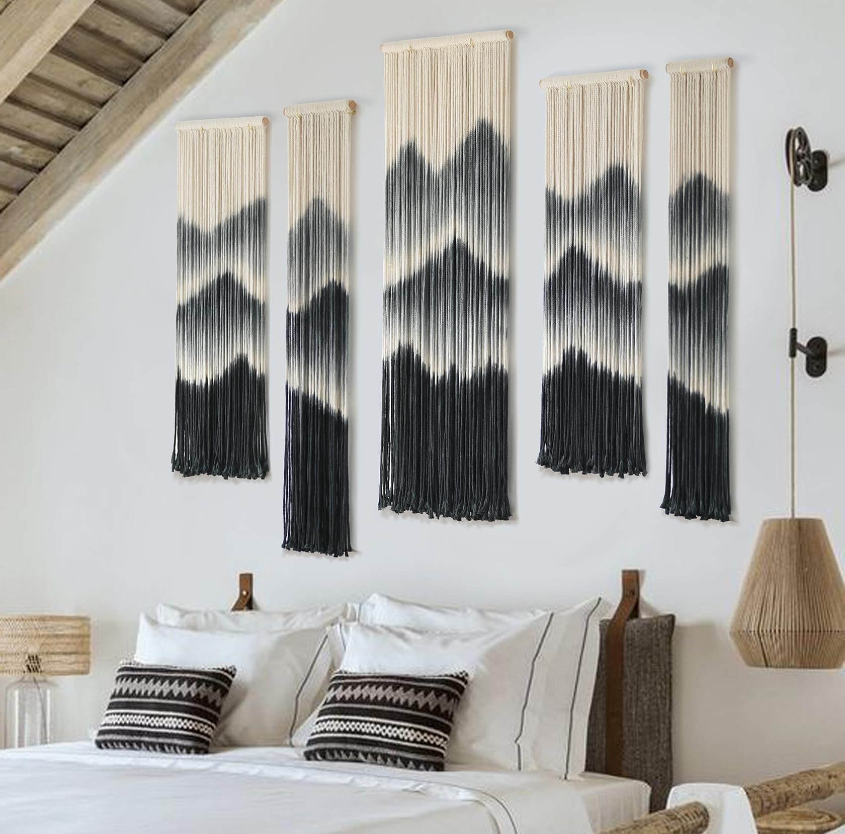 IOWER Macrame da appendere alla parete marrone Dip-Dyed Grande decorazione da parete in macramè per soggiorno Boho Fiber Art per decorazione ufficio 59 W x 41 L : IOWER