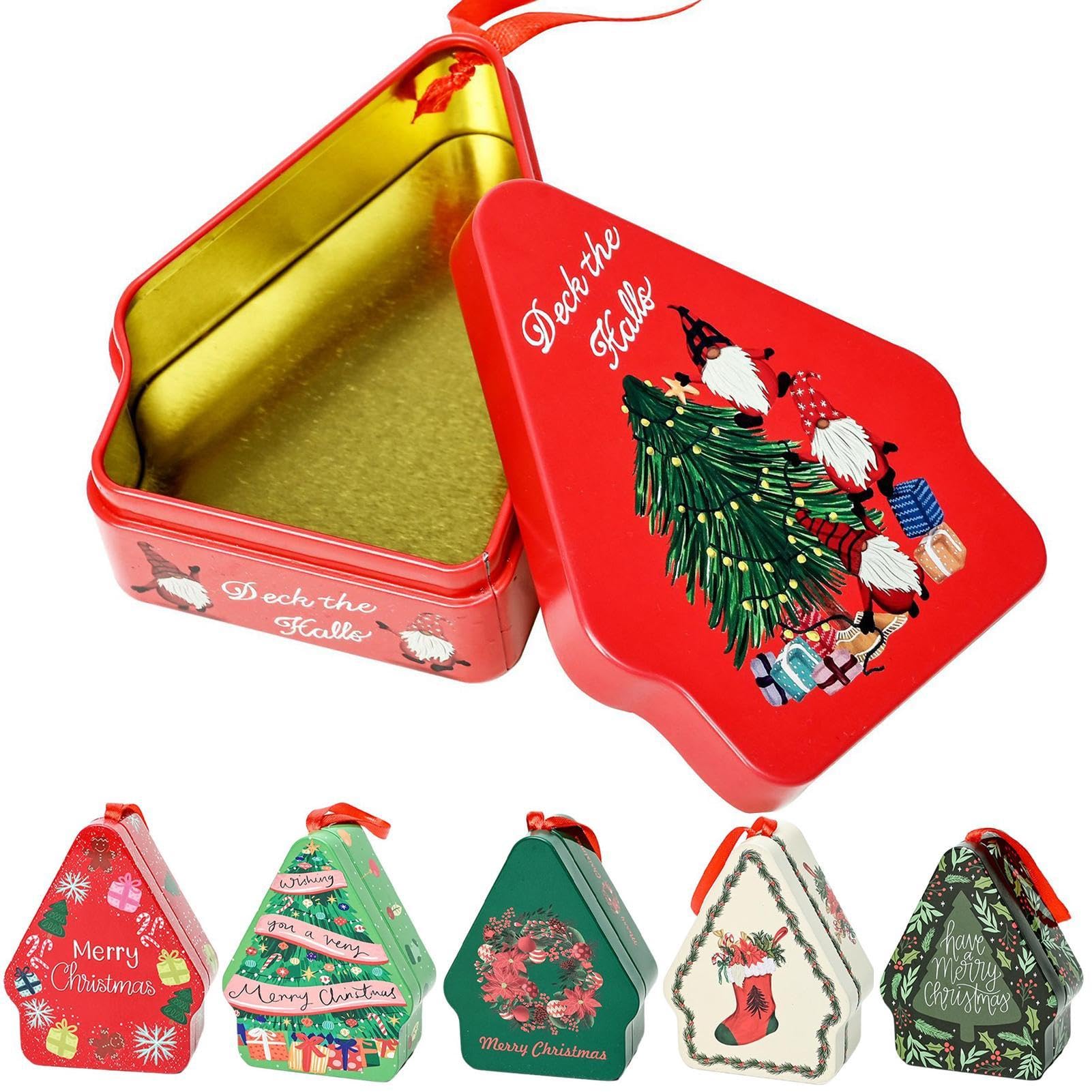 Amazon｜クリスマスクッキー缶、家の形のブリキ容器、ホリデークッキー